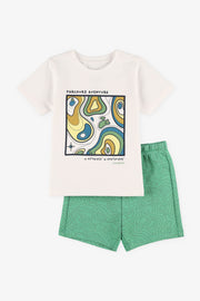 Ensemble 2-pièces t-shirt et short - Bébé garçon && BLANC