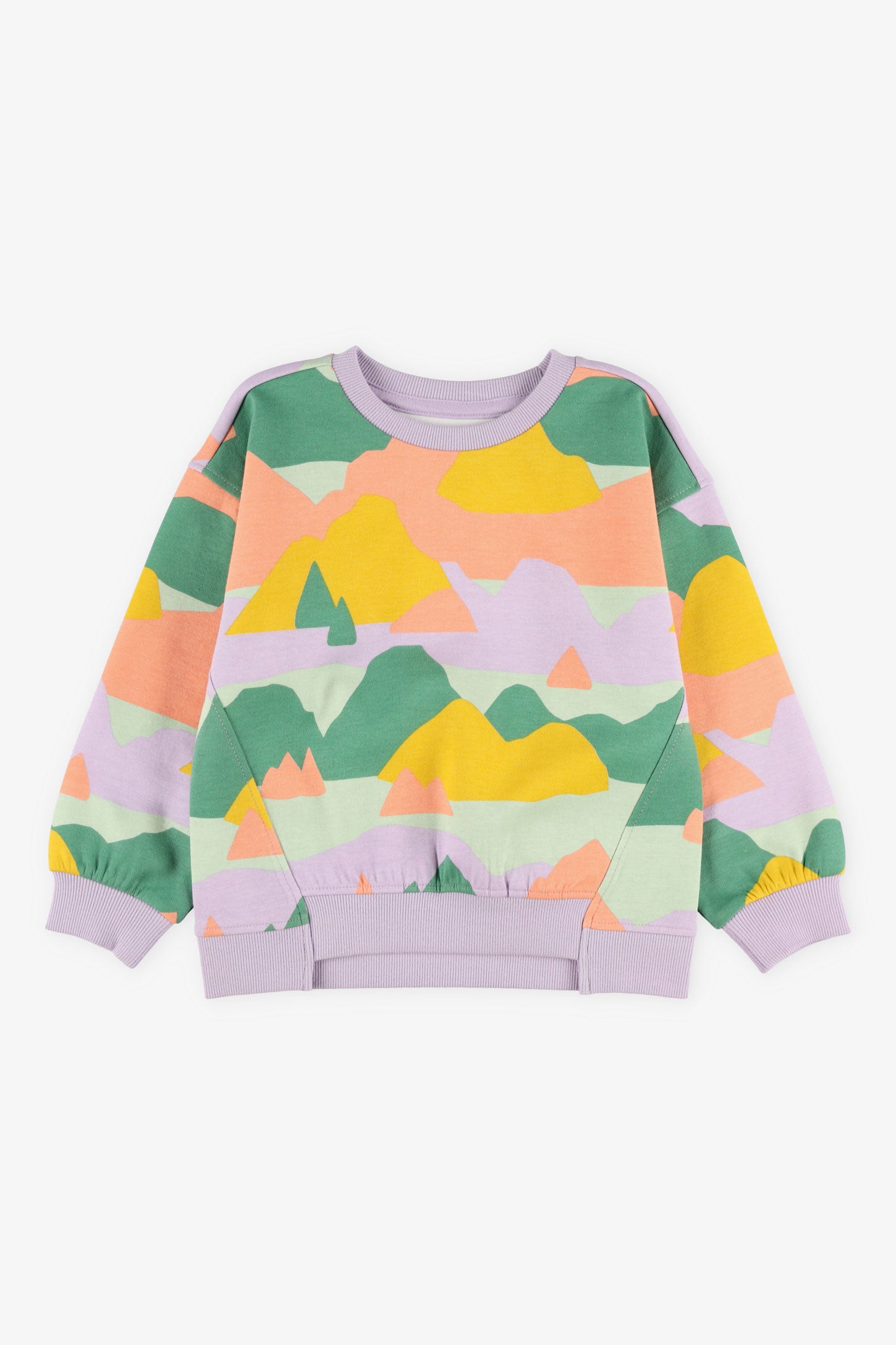 Chandail col rond coton ouaté - Enfant fille && LILAS MULTI