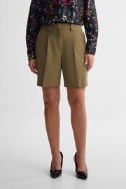 Bermudas taille haute à plis - Femme && KAKI