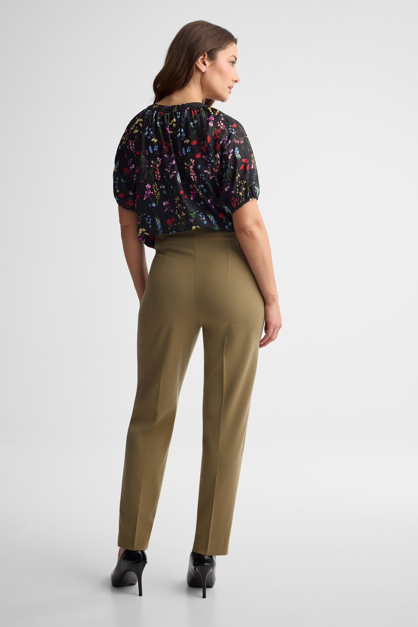 Pantalon taille haute jambe fuselée - Femme && KAKI