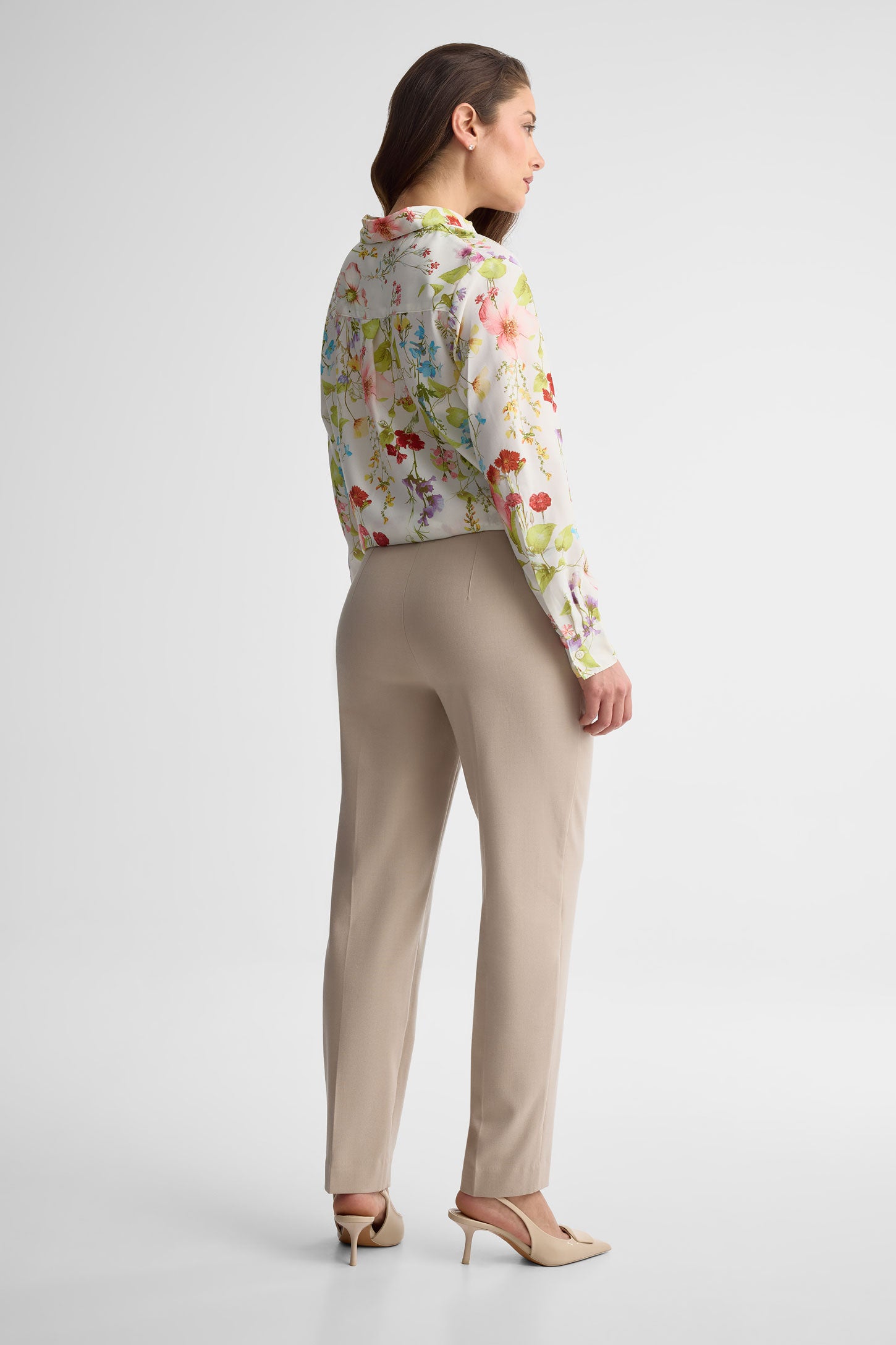 Pantalon taille haute jambe fuselée - Femme && TAUPE