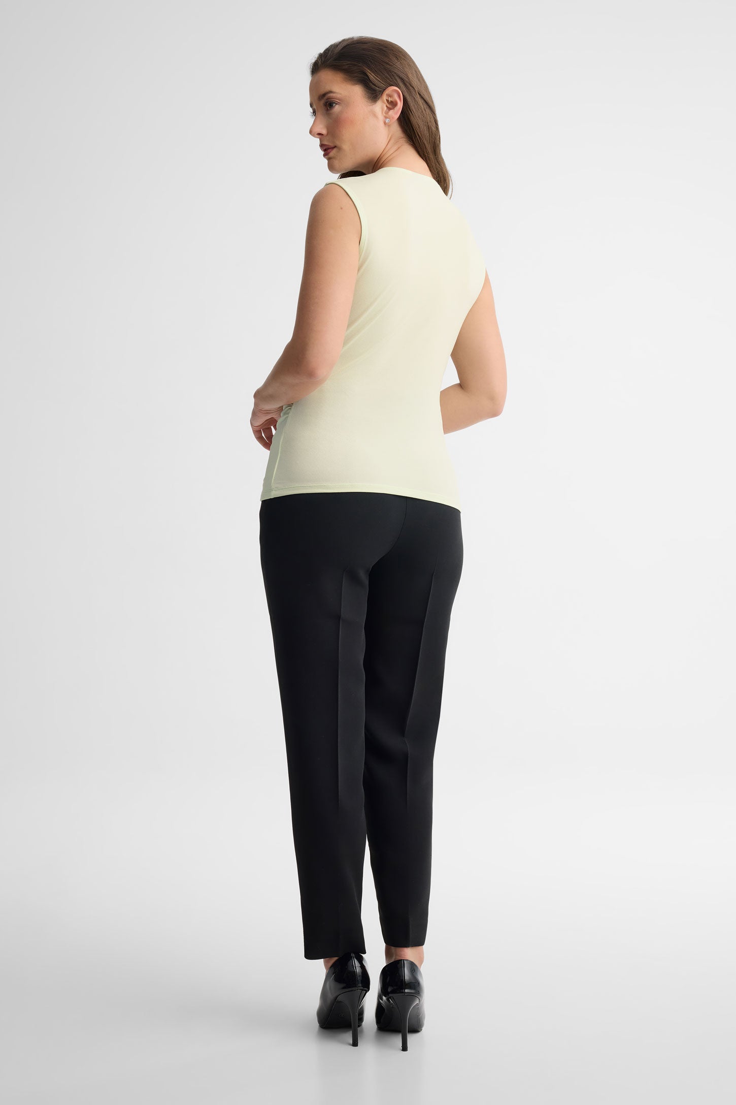 Camisole drapée col rond - Femme && VERT PALE