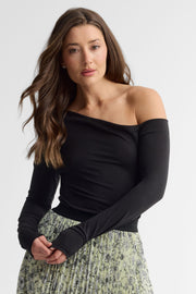 Chandail col asymétrique - Femme && NOIR