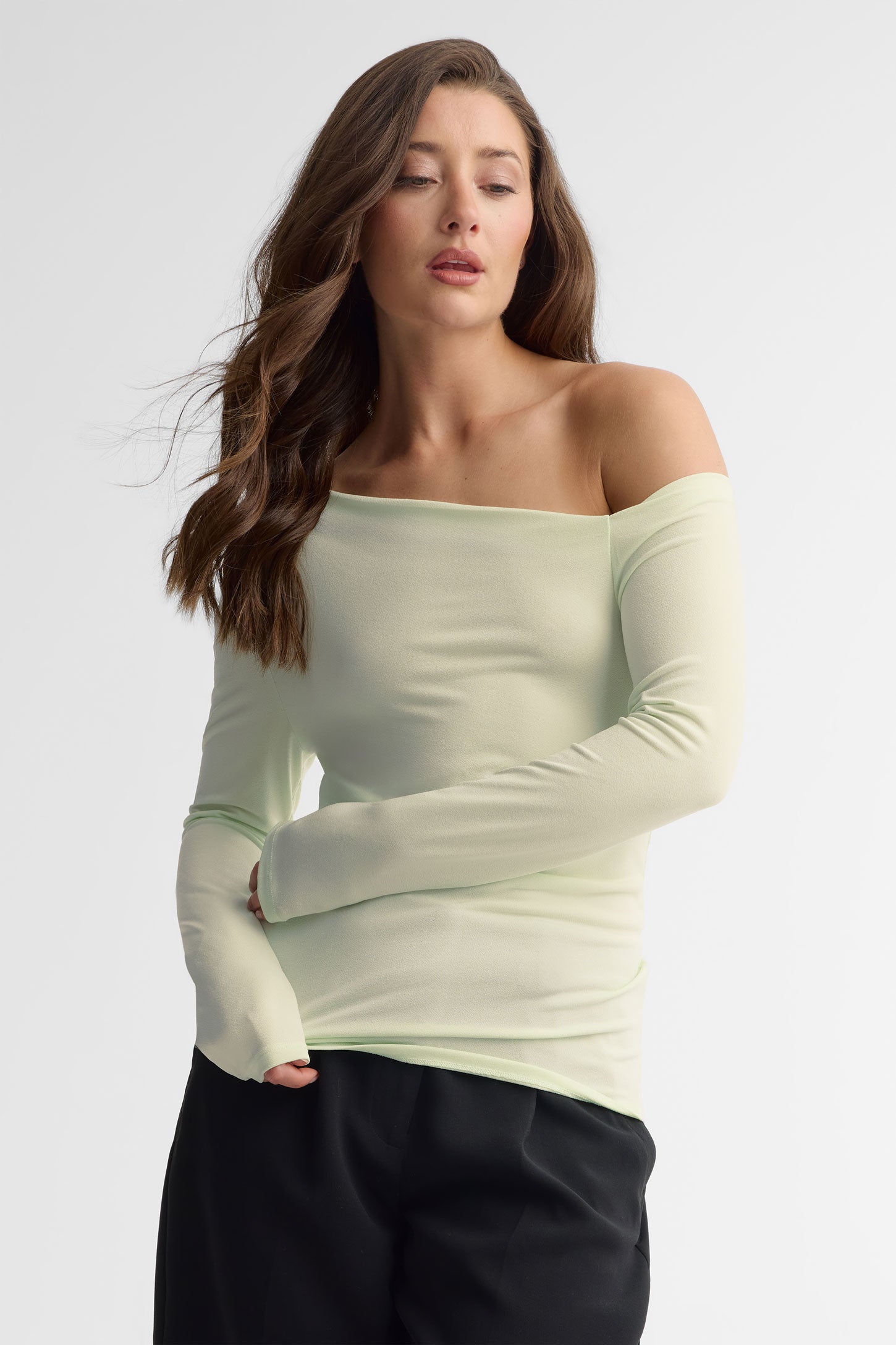 Chandail col asymétrique - Femme && VERT PALE