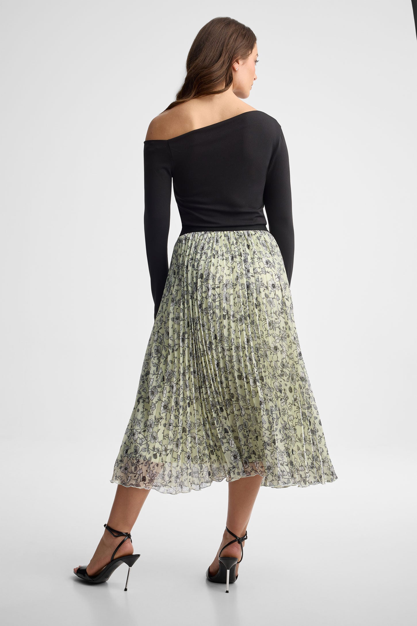 Jupe longue à plis florale - Femme && VERT/MULTI