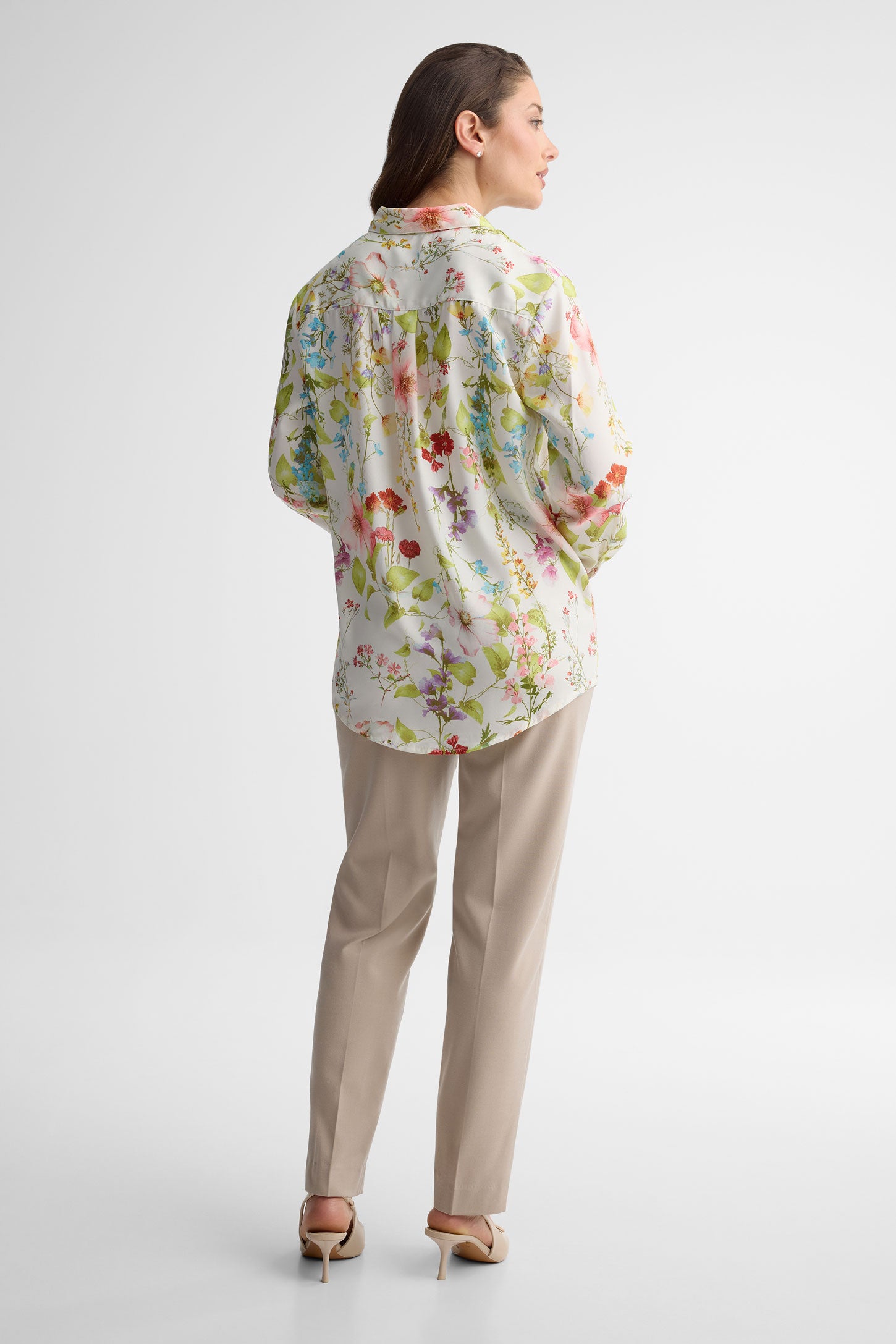 Chemise manches longues florale - Femme && BLANC MULTI