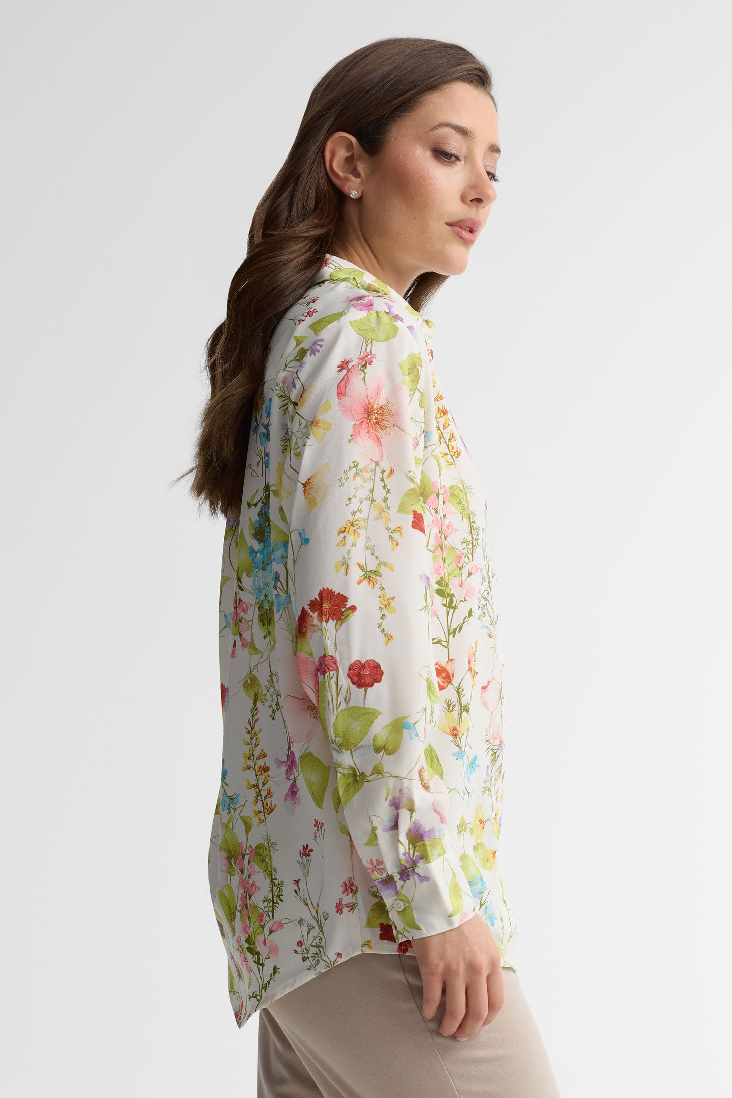Chemise manches longues florale - Femme && BLANC MULTI