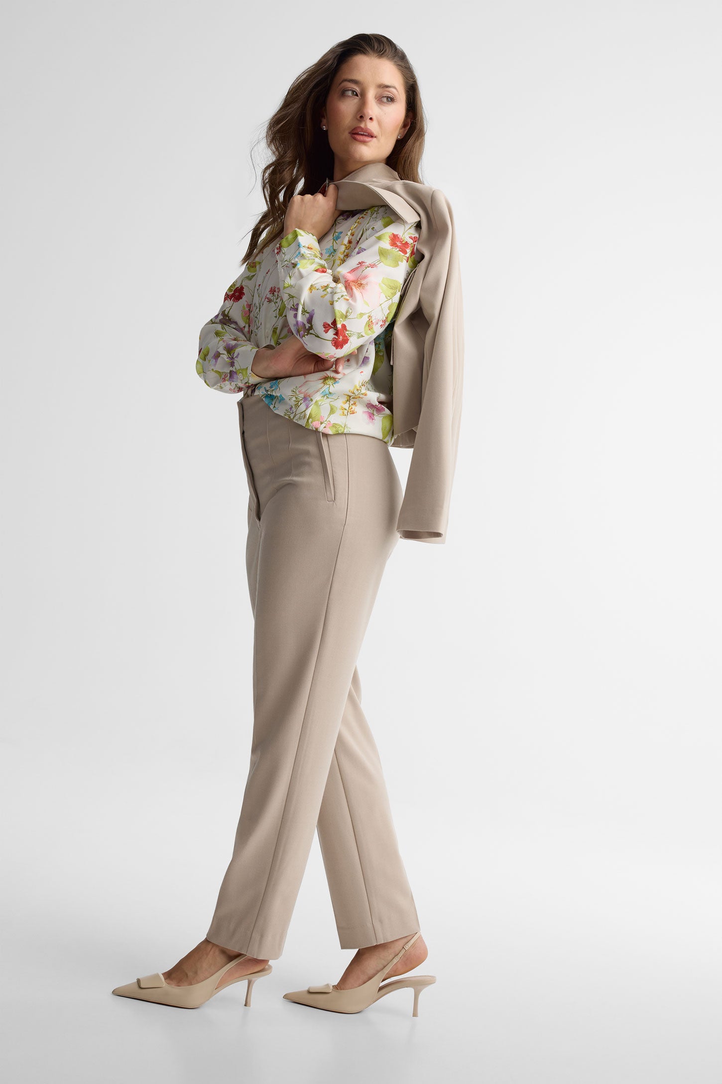 Chemise manches longues florale - Femme && BLANC MULTI