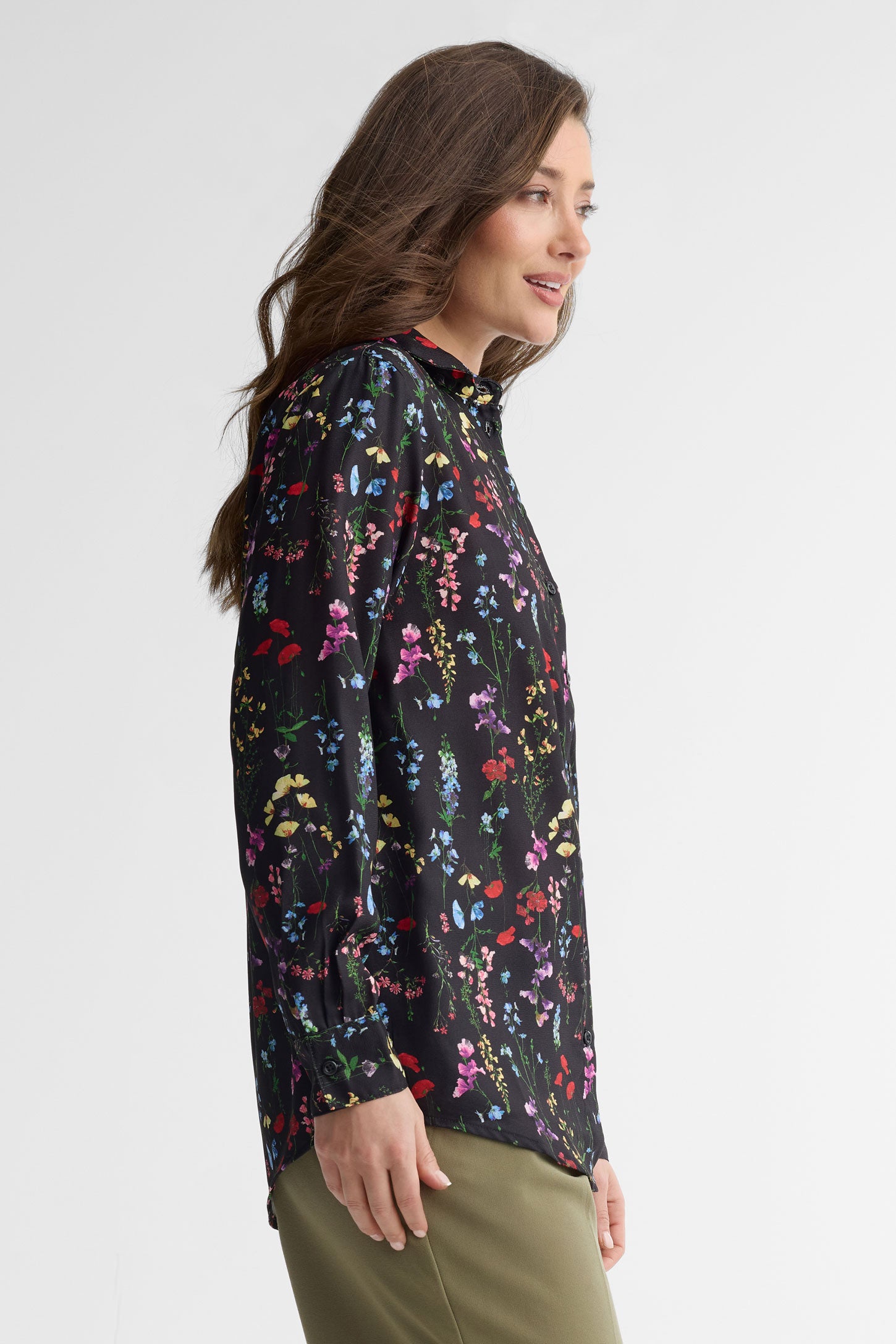 Chemise manches longues florale - Femme && NOIR/MULTI