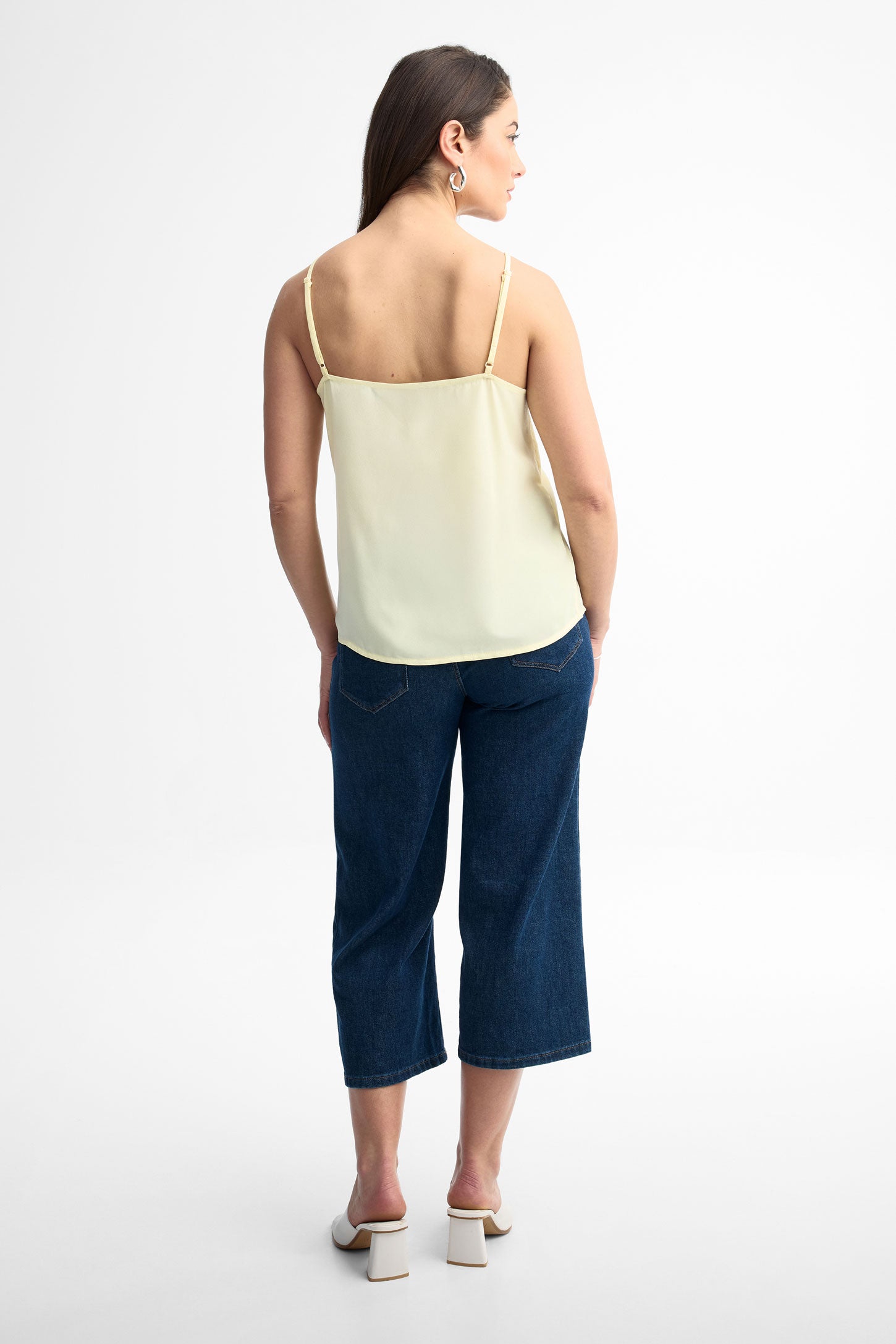 Camisole bretelles fines crêpe - Femme && JAUNE PALE