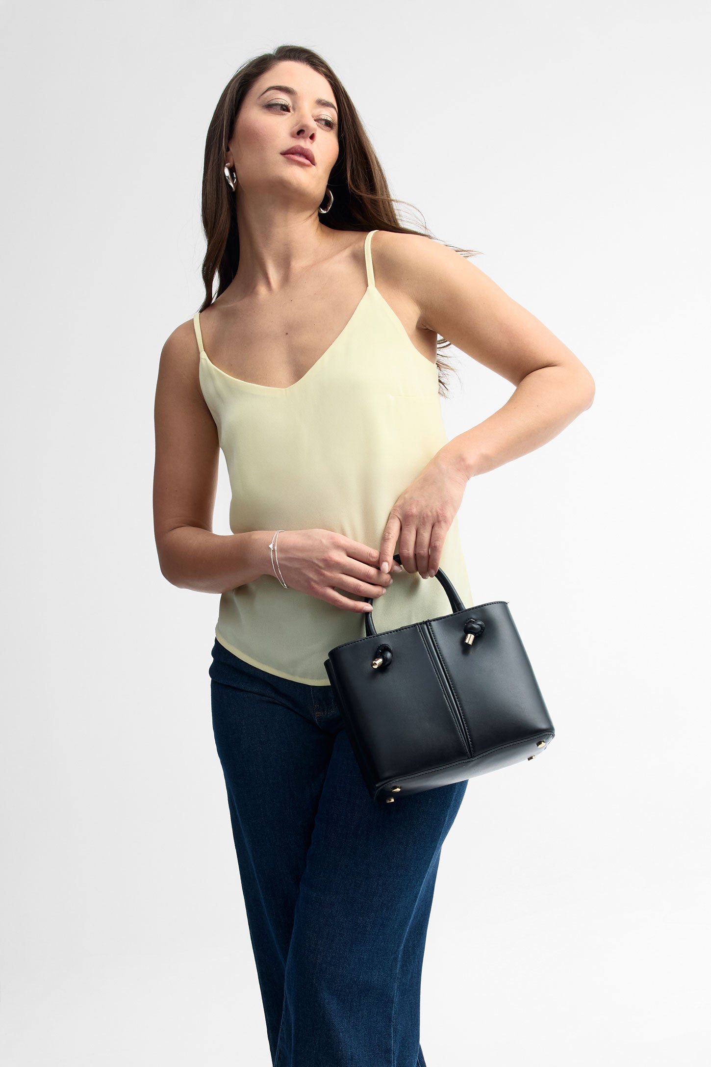 Camisole bretelles fines crêpe - Femme && JAUNE PALE