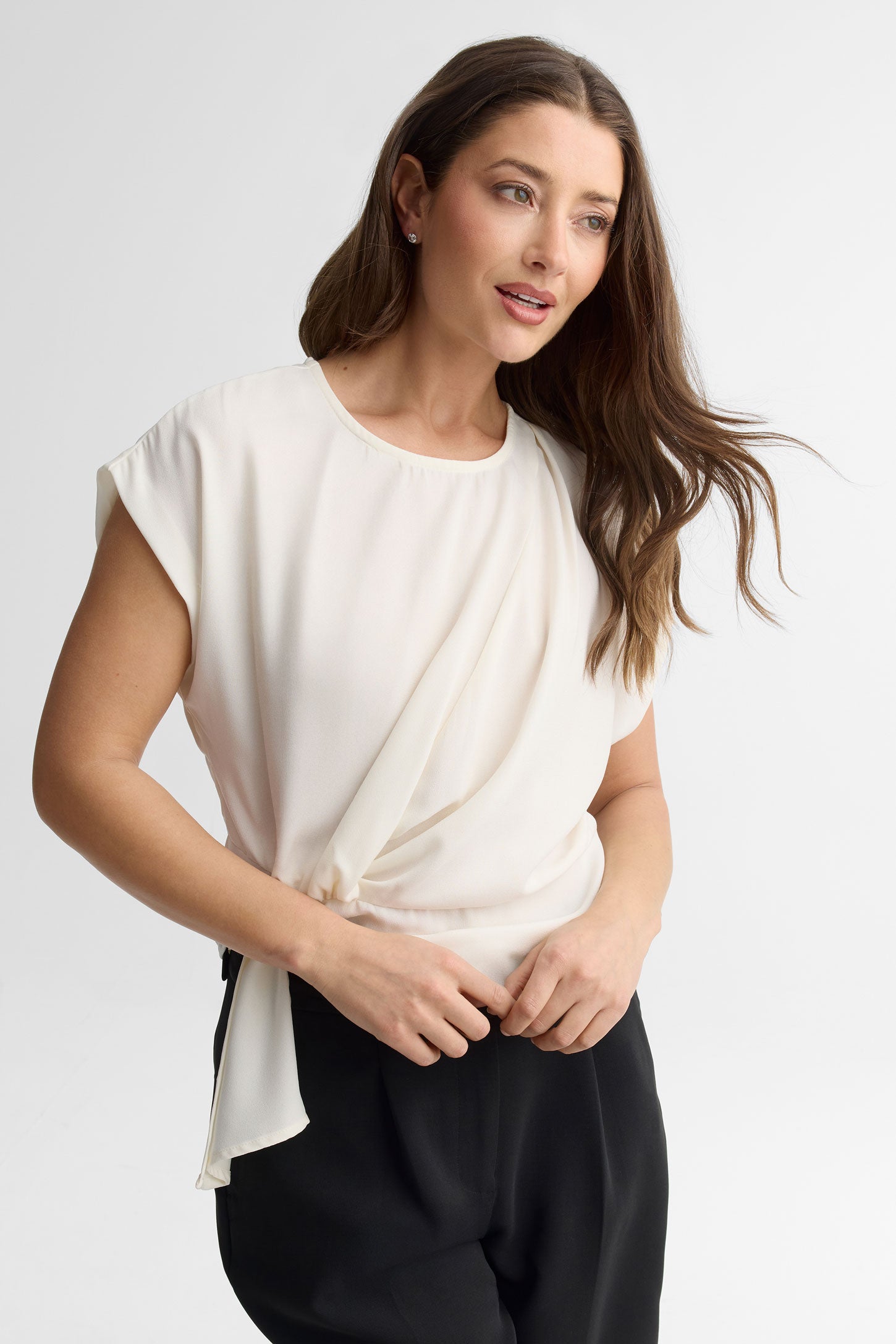Chemisier noué au-devant - Femme && BLANC