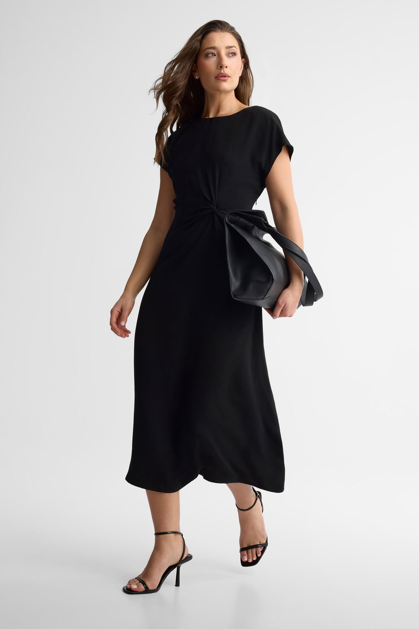 Robe maxi torsadée - Femme && NOIR