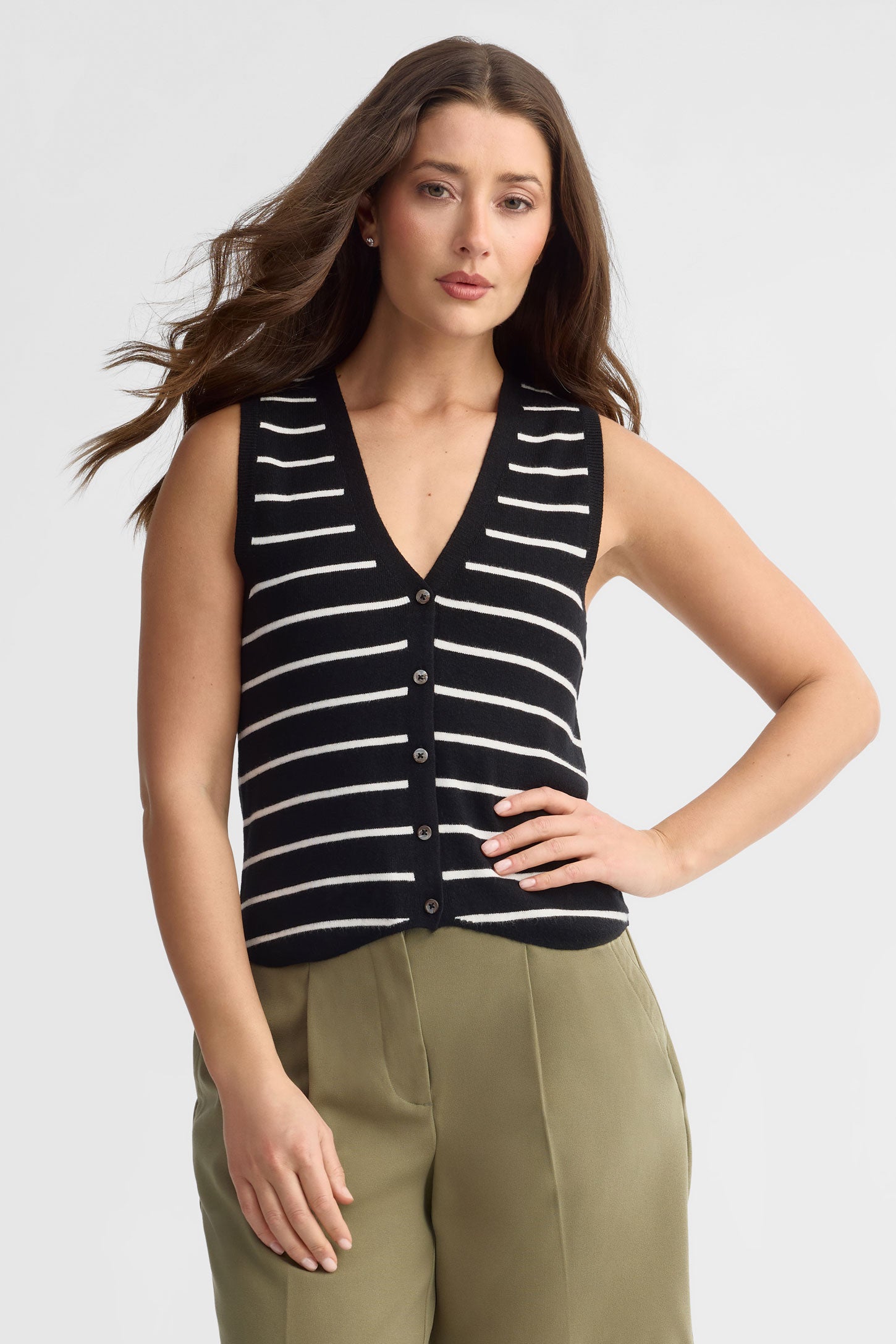 Veste débardeur en tricot - Femme && NOIR/MULTI
