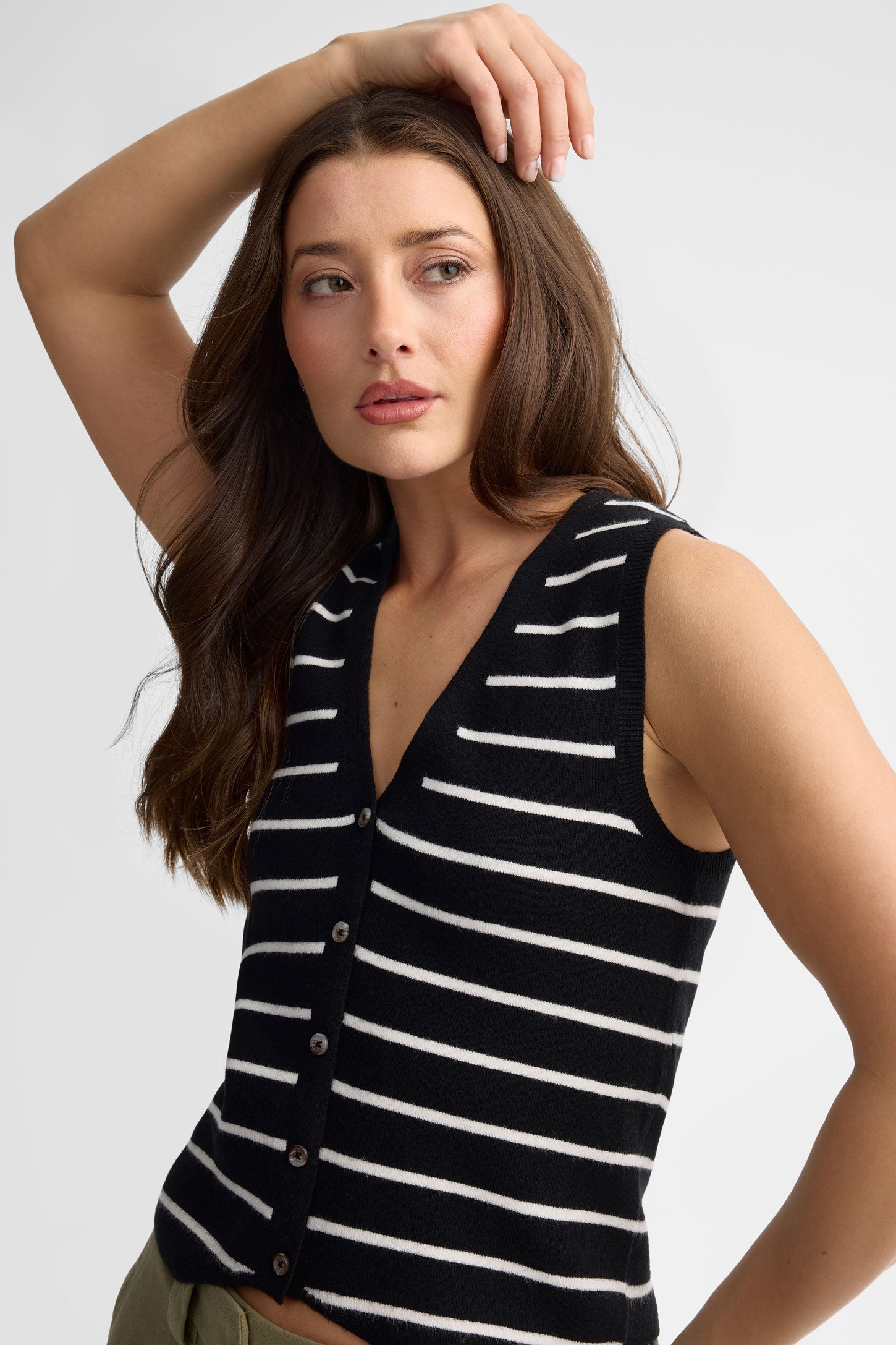 Veste débardeur en tricot - Femme && NOIR/MULTI