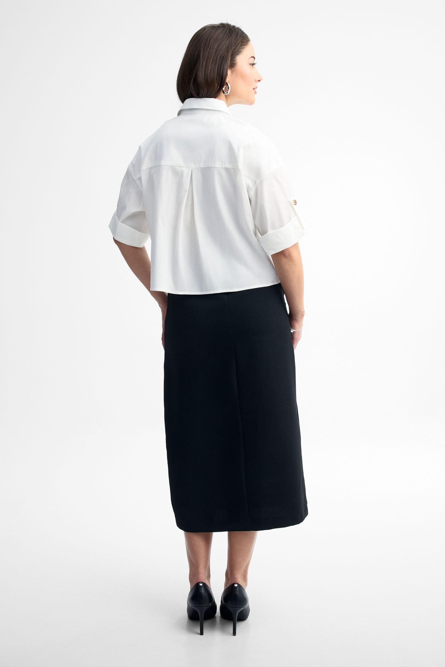 Chemisier manches courtes coton - Femme && BLANC