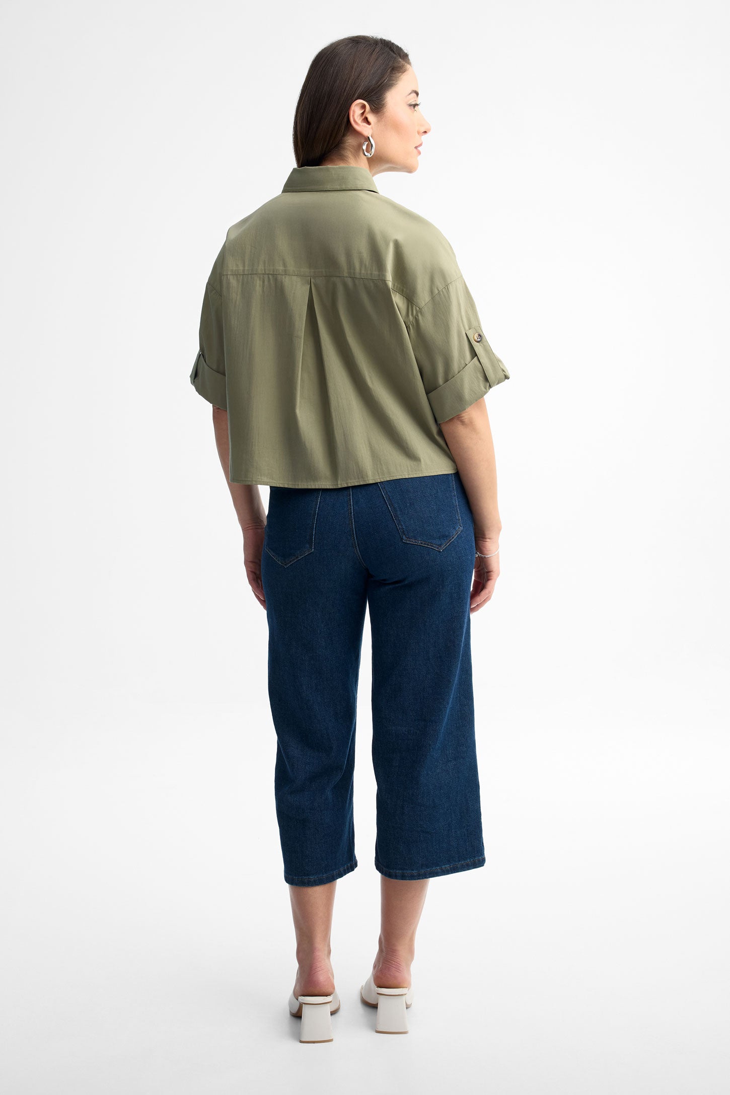 Chemisier manches courtes coton - Femme && KAKI