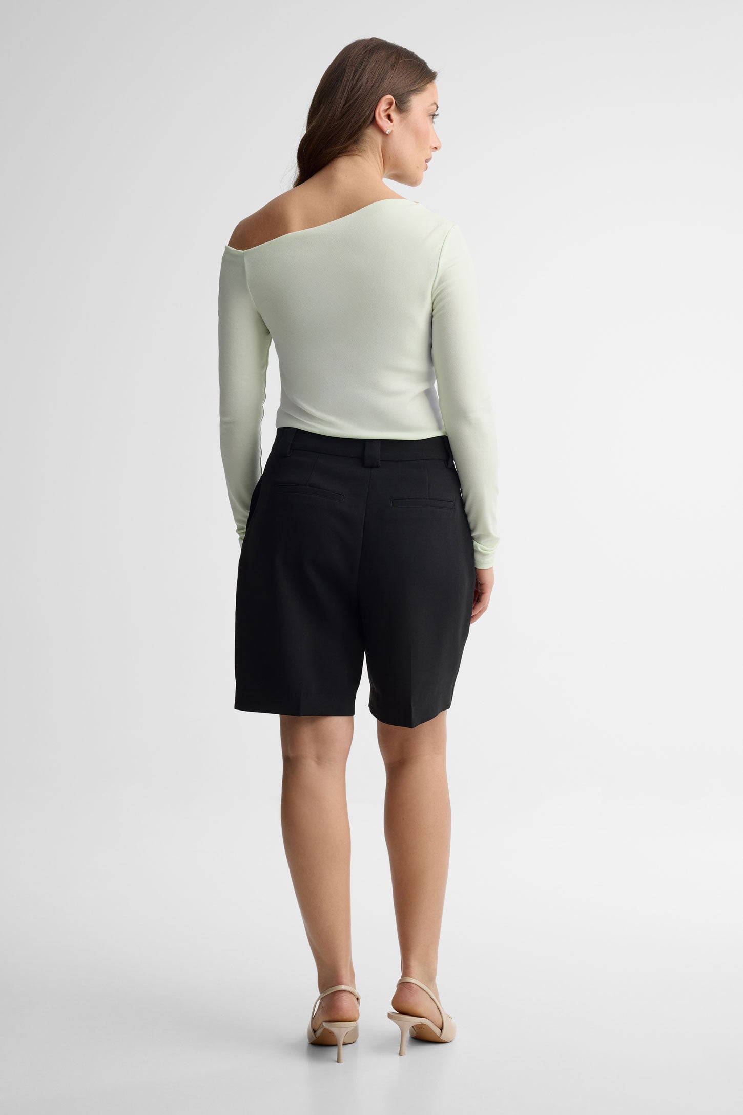 Short plissé taille haute - Femme && NOIR