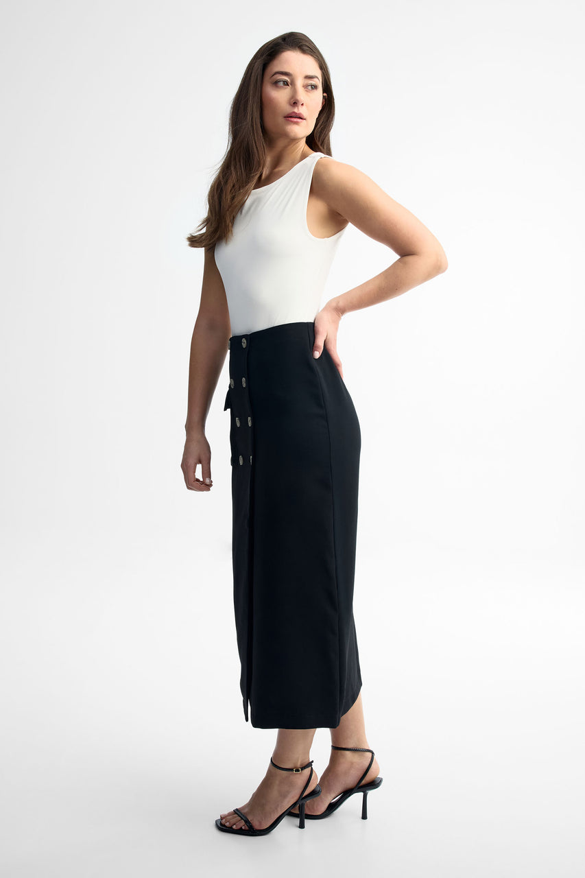Jupe Noir Moulante Mi Longue Jupe Portefeuille Jupe Moulante