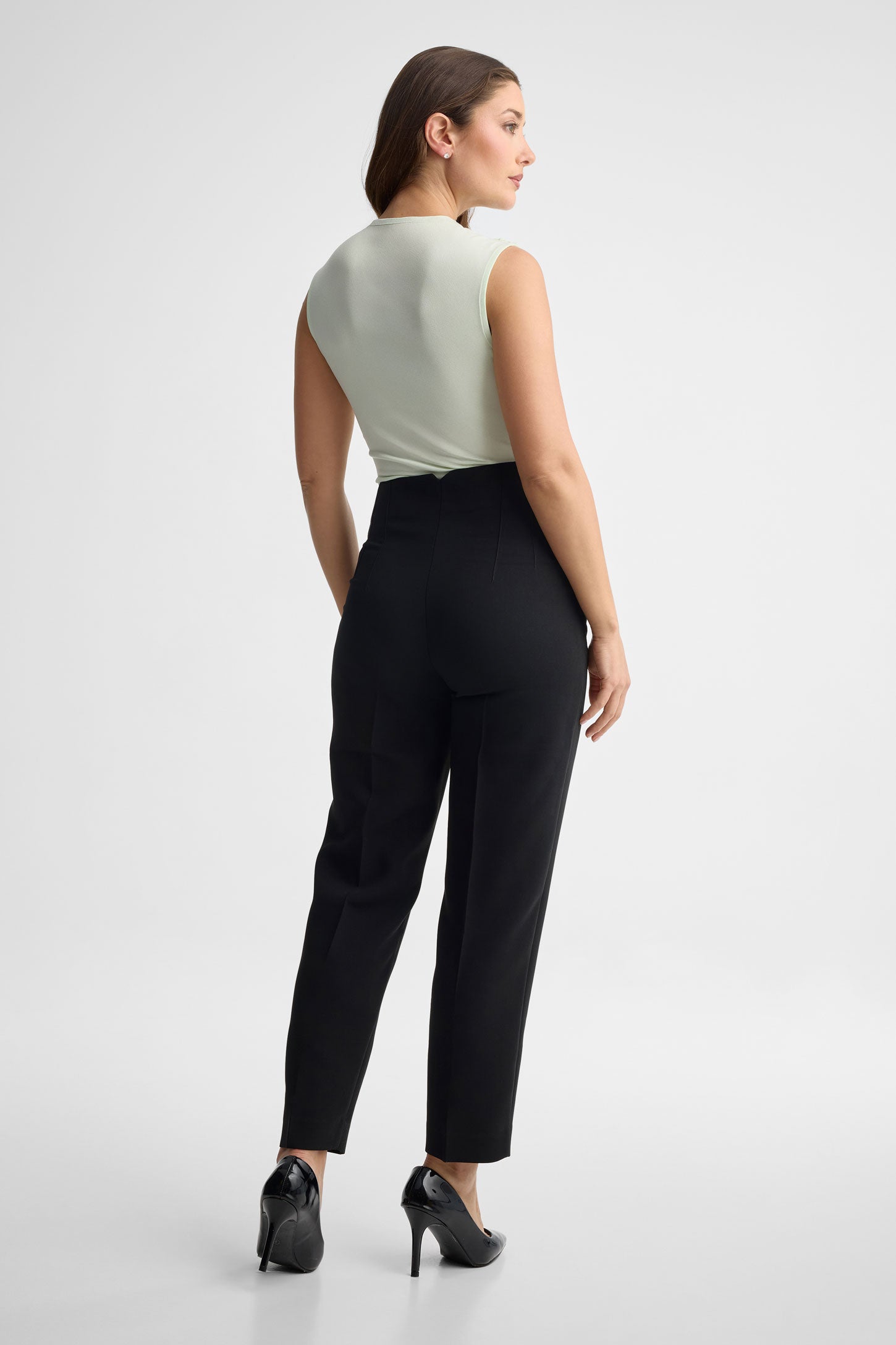Pantalon taille haute jambe fuselée - Femme && NOIR
