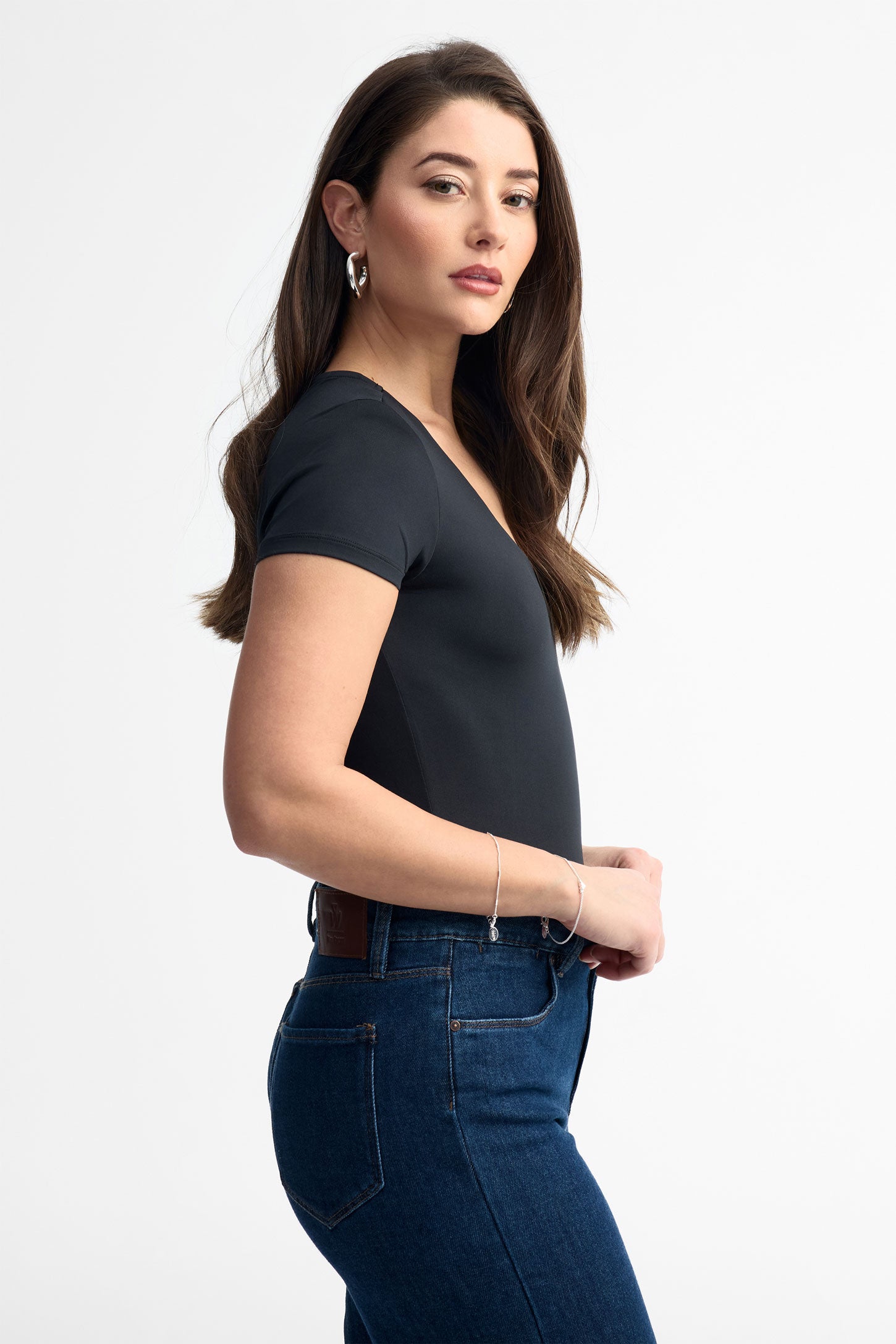 Justaucorps manches courtes col dégagé - Femme && NOIR