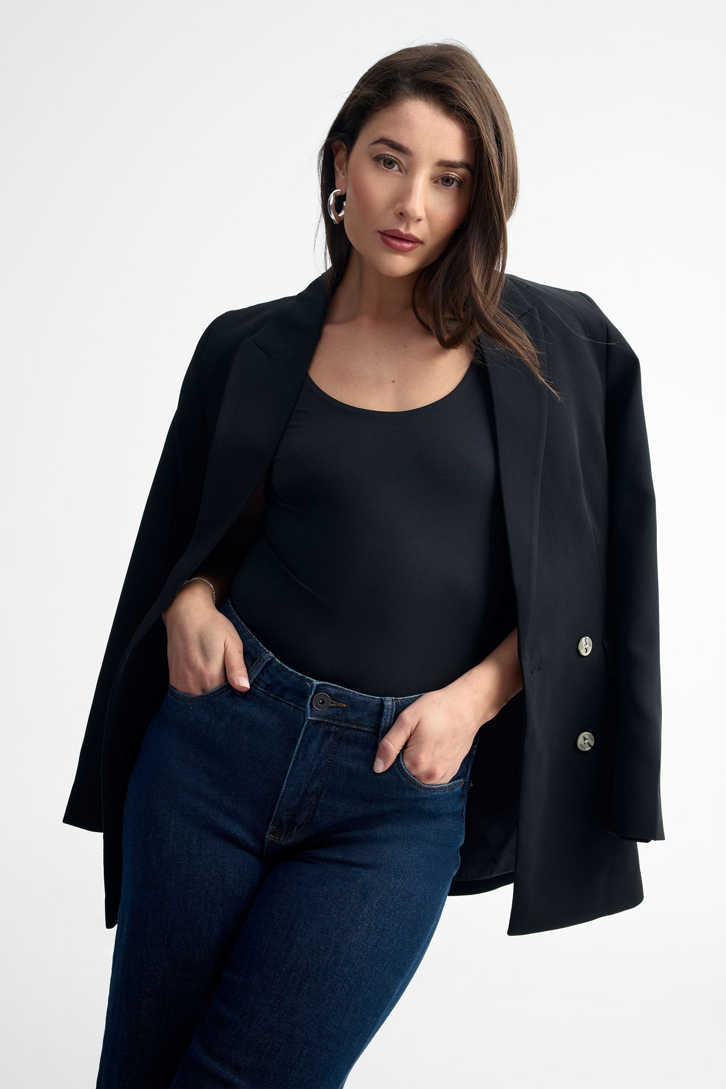 Justaucorps manches courtes col dégagé - Femme && NOIR