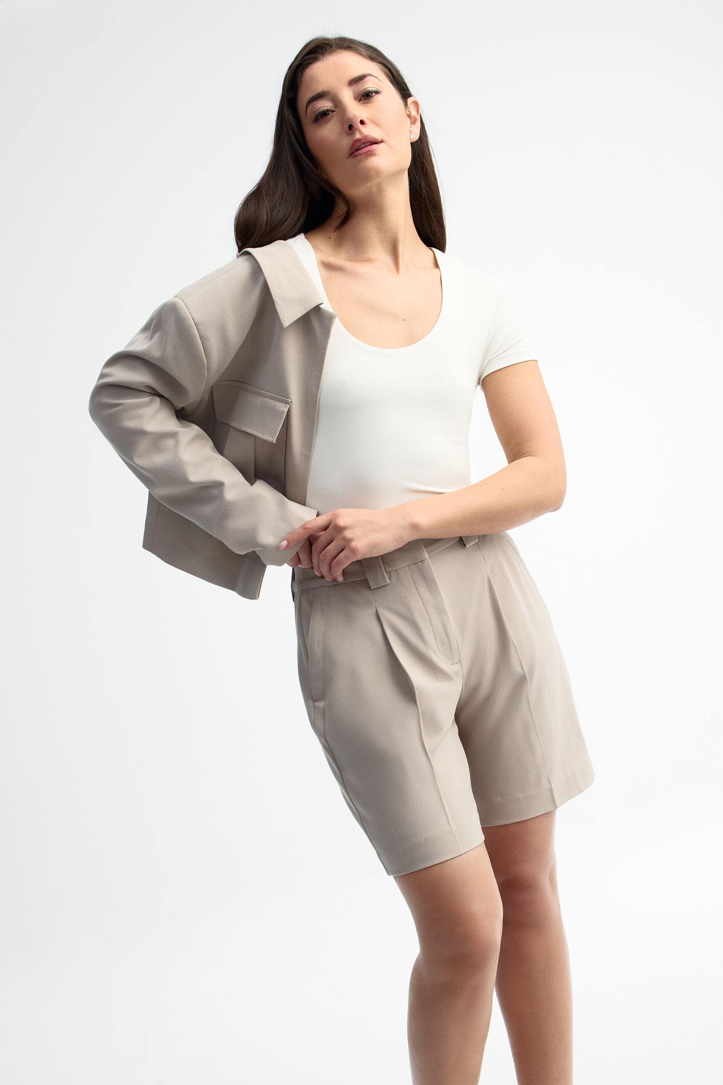 Justaucorps manches courtes col dégagé - Femme && BLANC