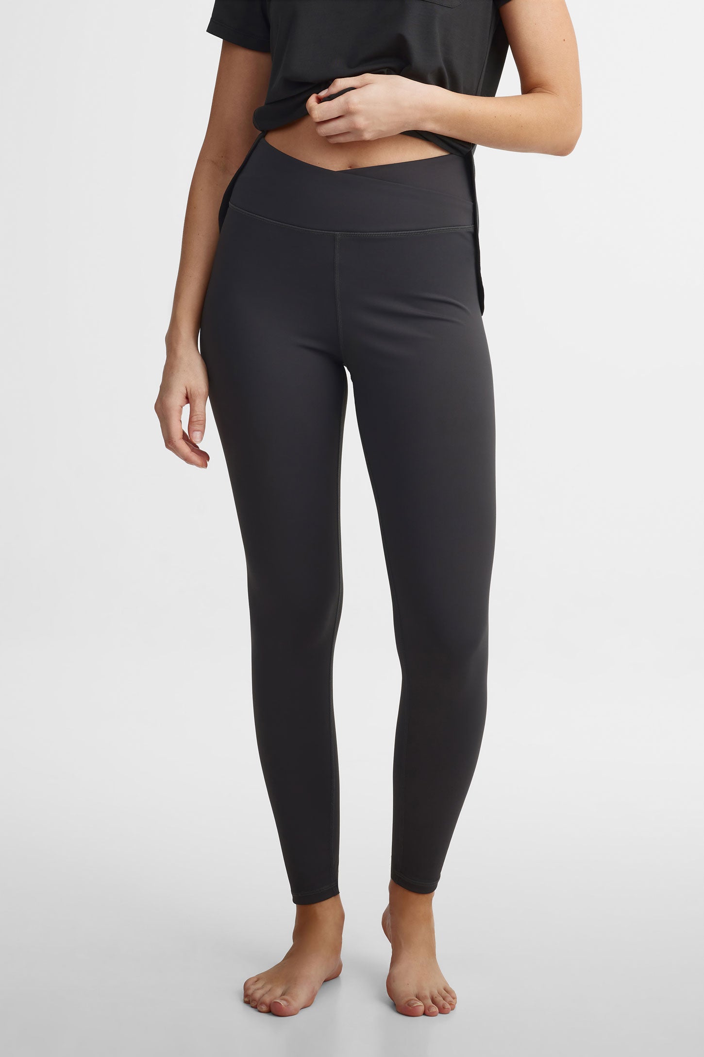 Legging taille haute croisée - Femme && NOIR