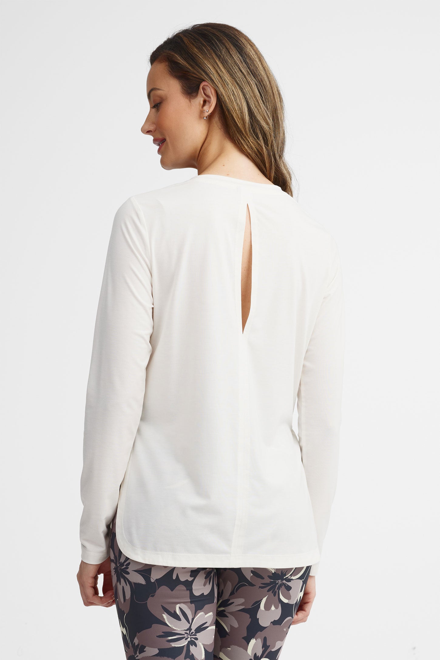 Chandail col rond manches longues lyocell - Femme && GRIS