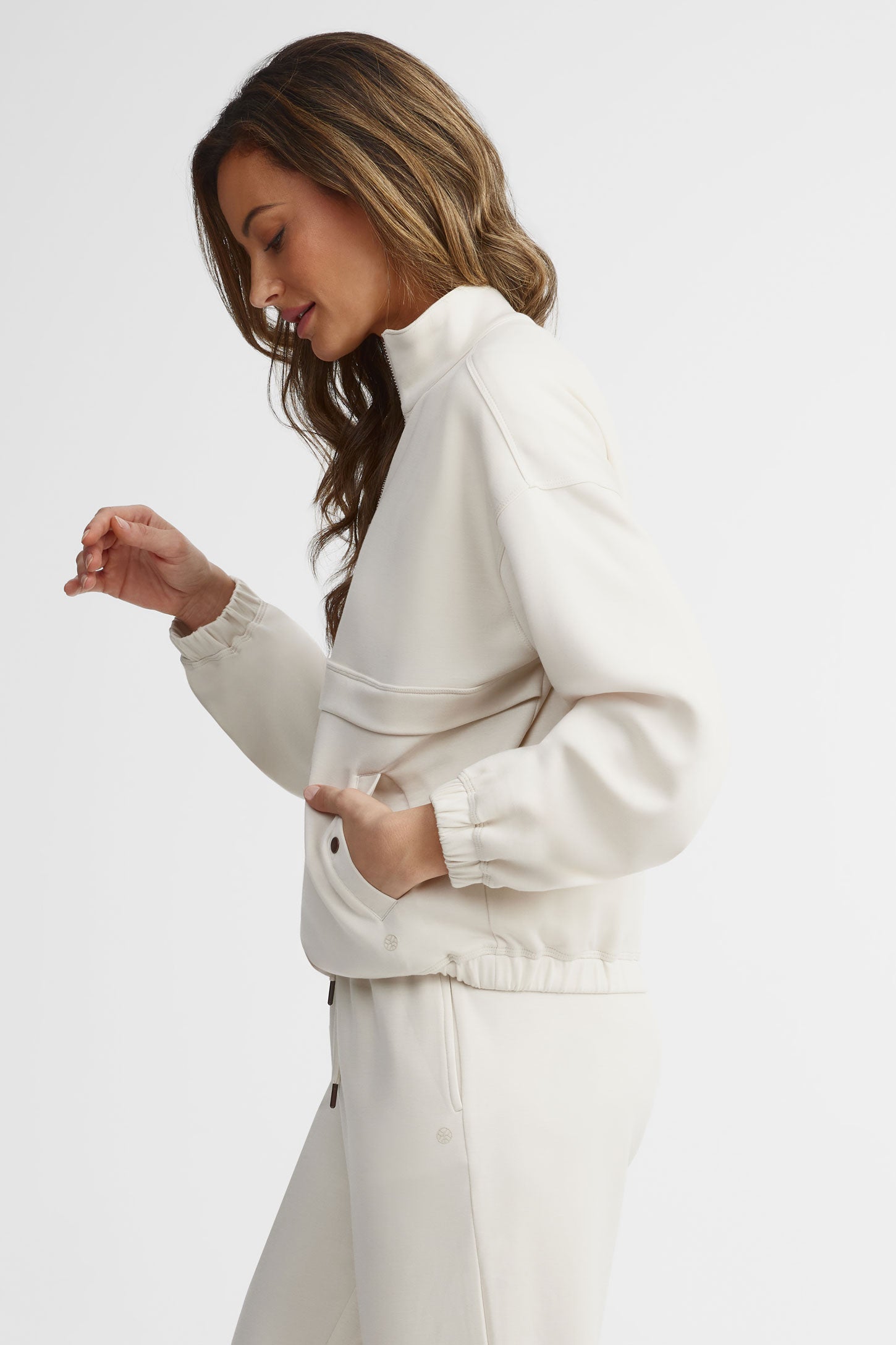 Chandail demi-fermeture éclair modal - Femme && BEIGE