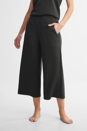 Pantalon taille haute jambe large modal - Femme && NOIR