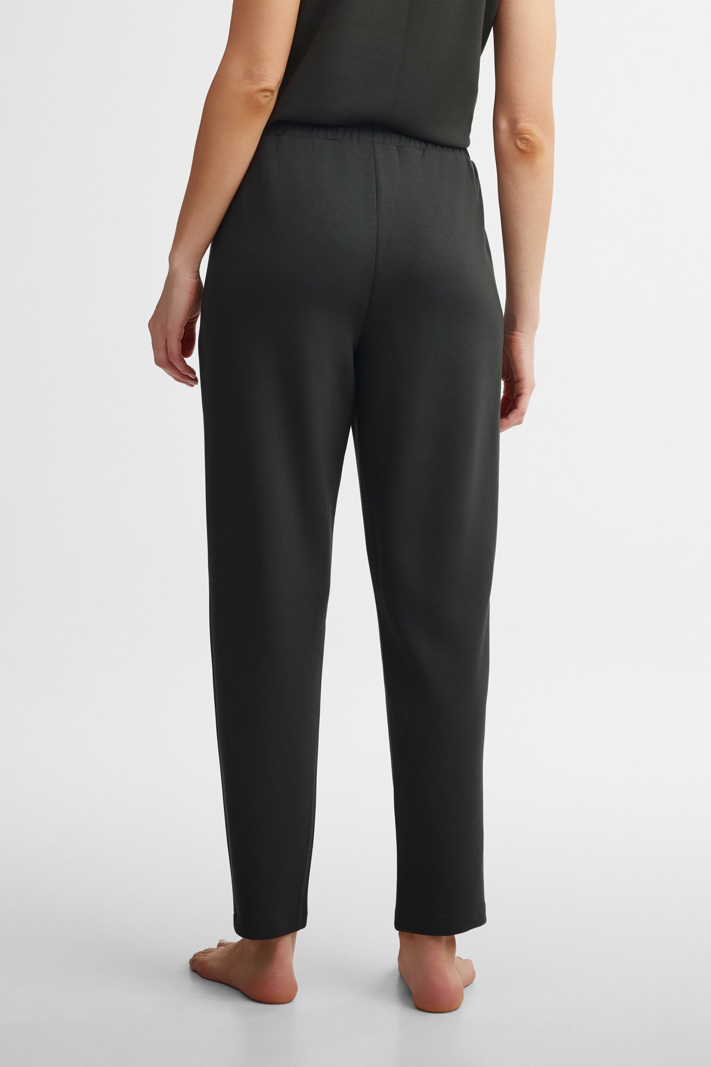 Pantalon taille haute jambe fuselés modal - Femme && NOIR
