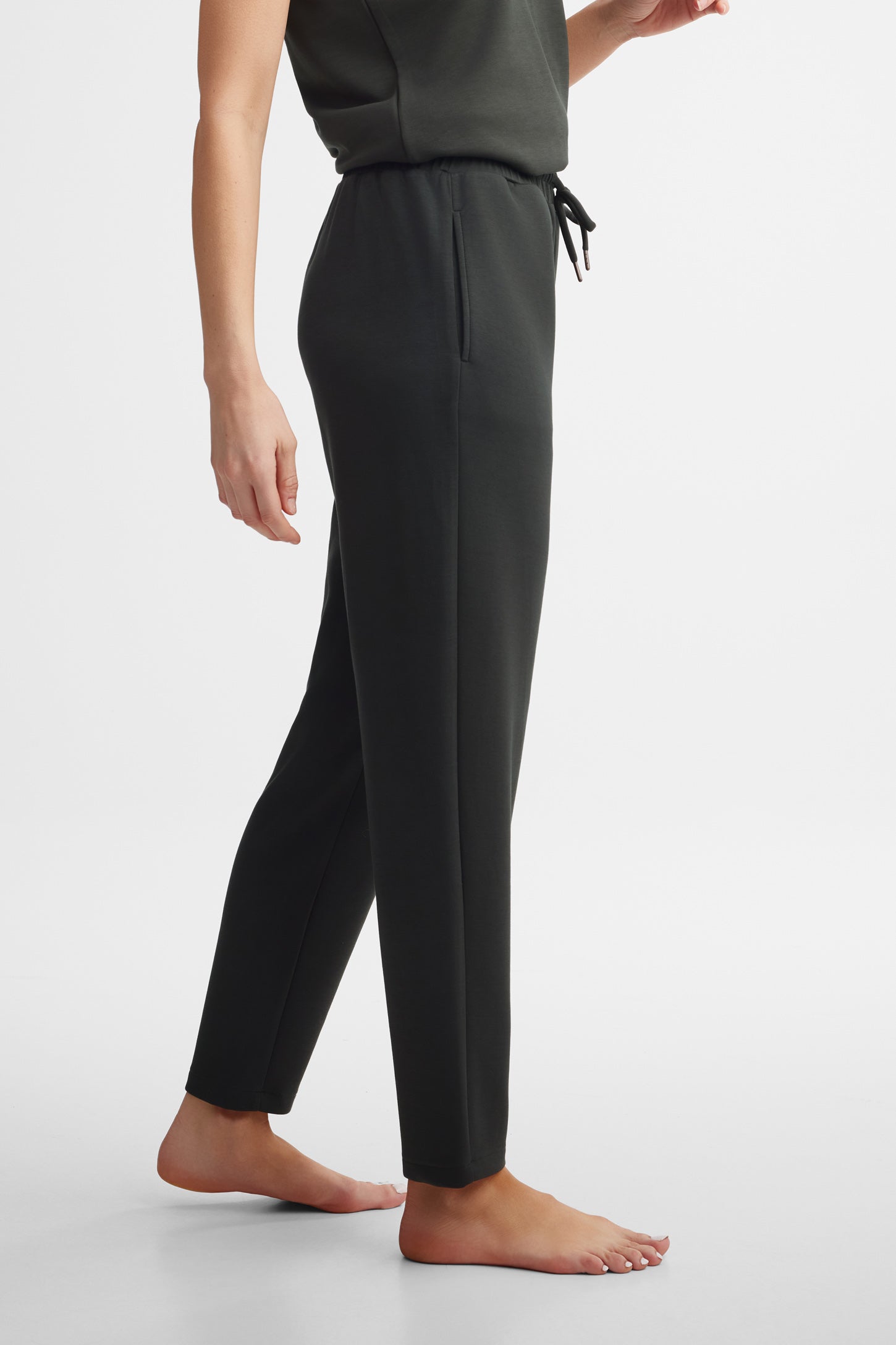Pantalon taille haute jambe fuselés modal - Femme && NOIR