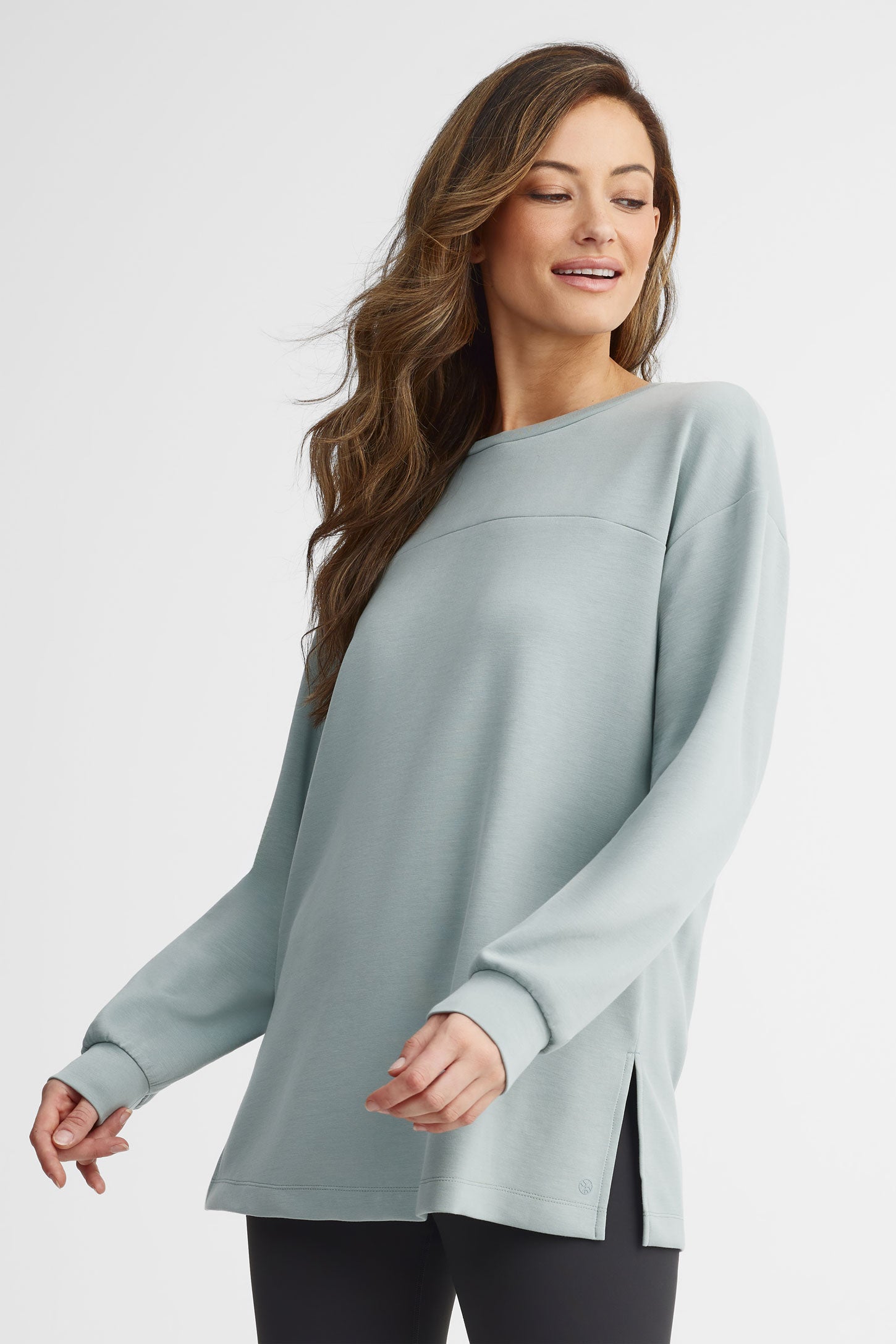 Chandail col rond modal - Femme && BLEU