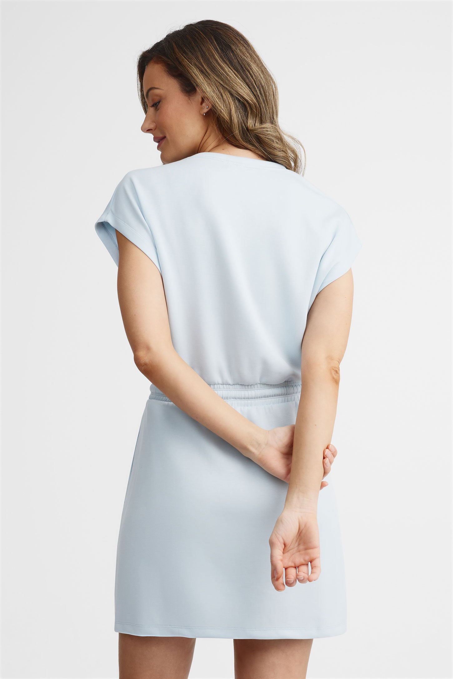 Robe manches courte en modal - Femme && BLEU PALE