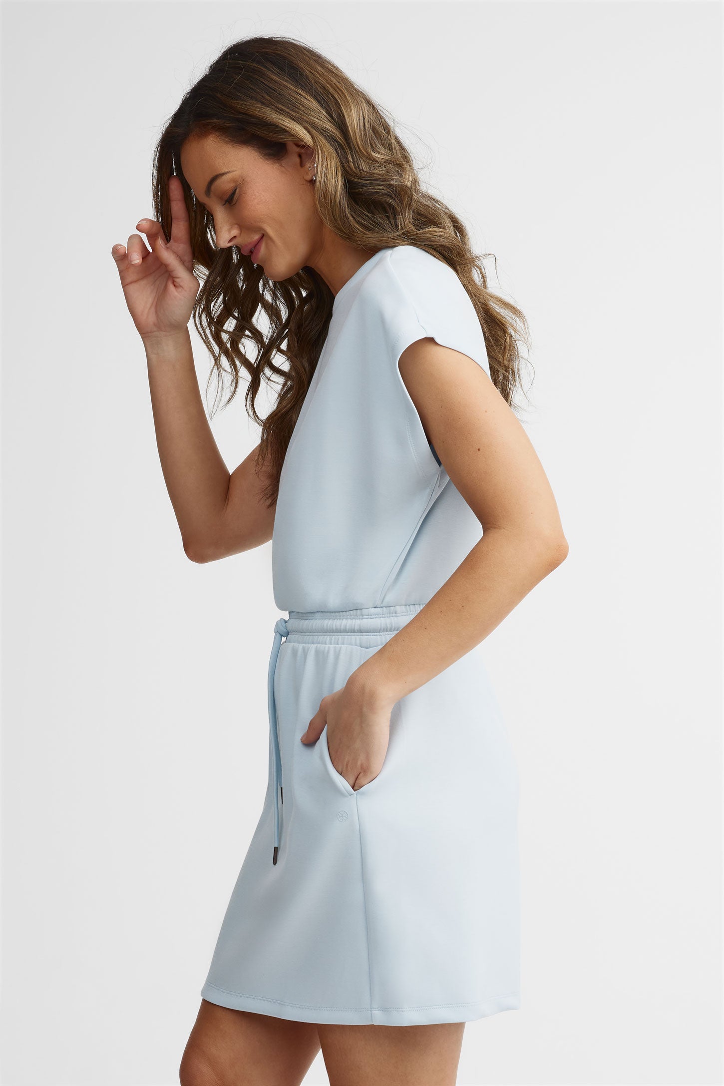Robe manches courte en modal - Femme && BLEU PALE