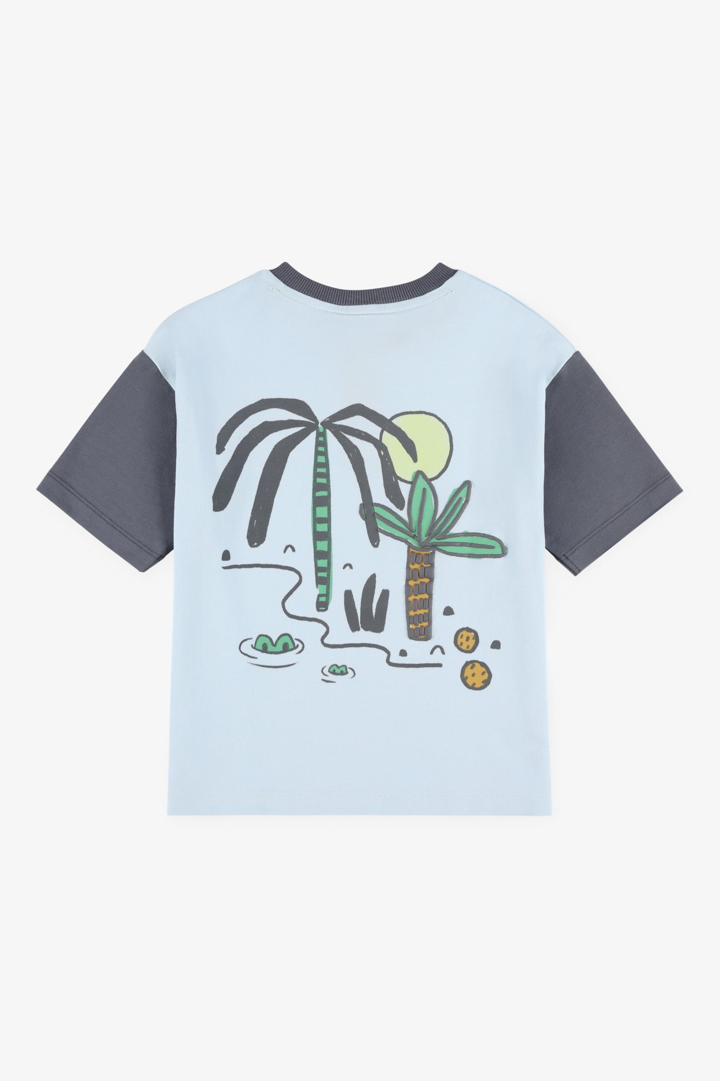 T-shirt col henley coton - Enfant garçon && BLEU