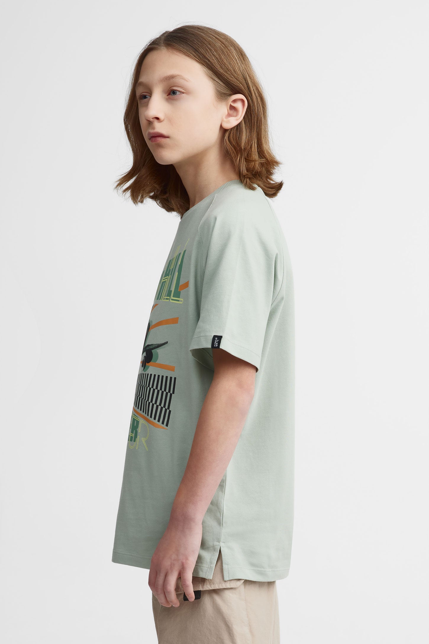 T-shirt col rond coupe surdimensionnée - Ado garçon && VERT