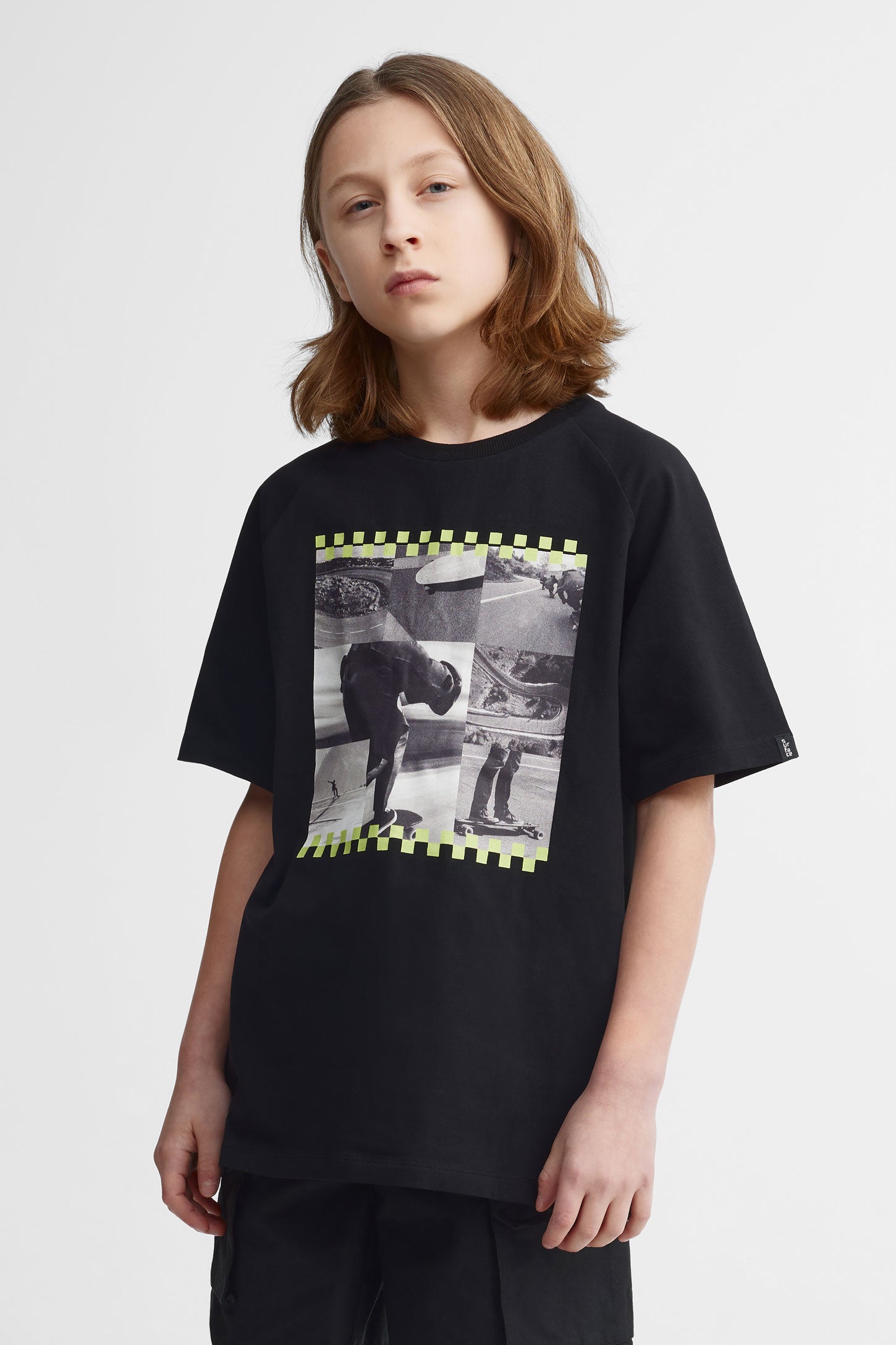 T-shirt col rond coupe surdimensionnée - Ado garçon && GRIS FONCE