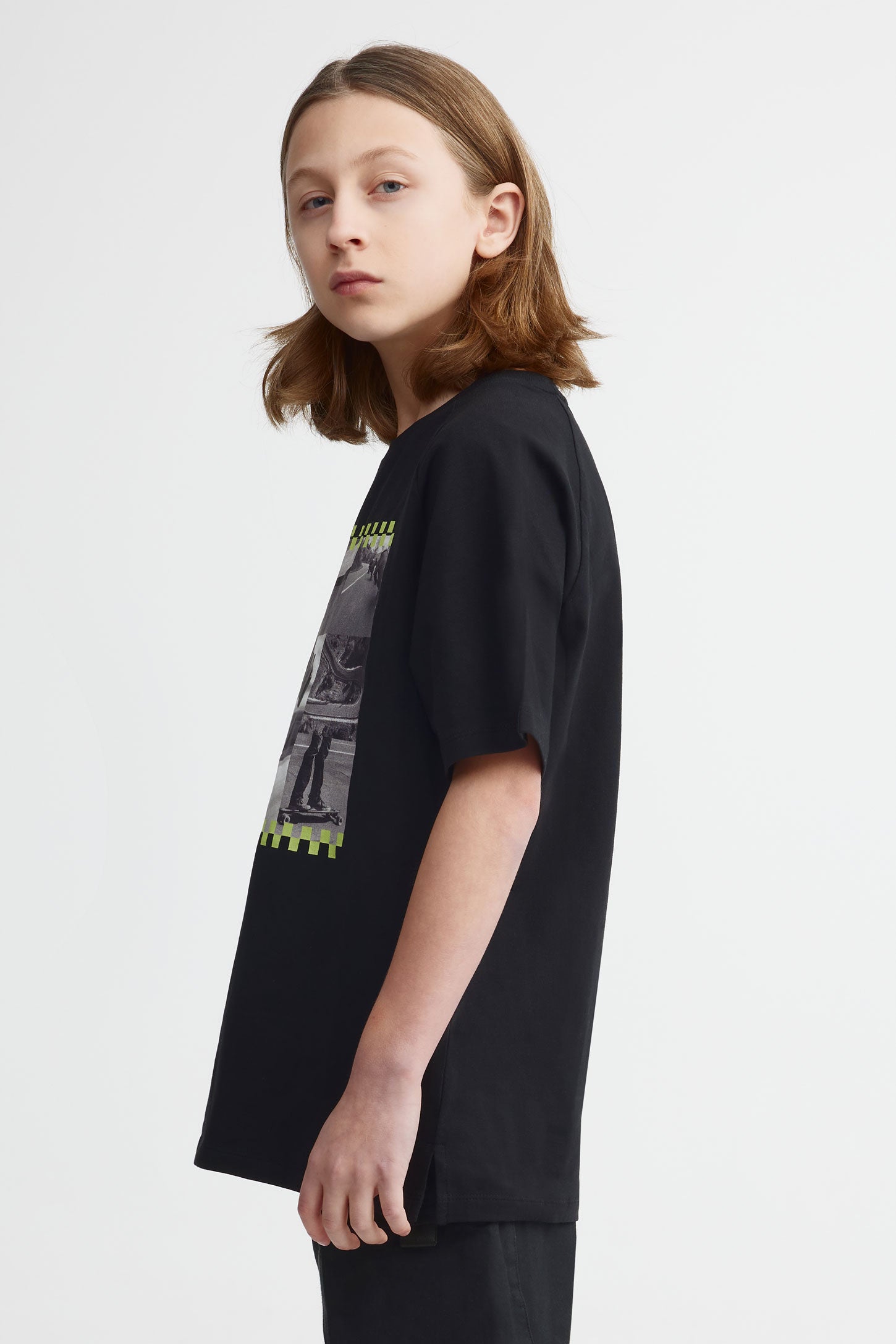 T-shirt col rond coupe surdimensionnée - Ado garçon && GRIS FONCE