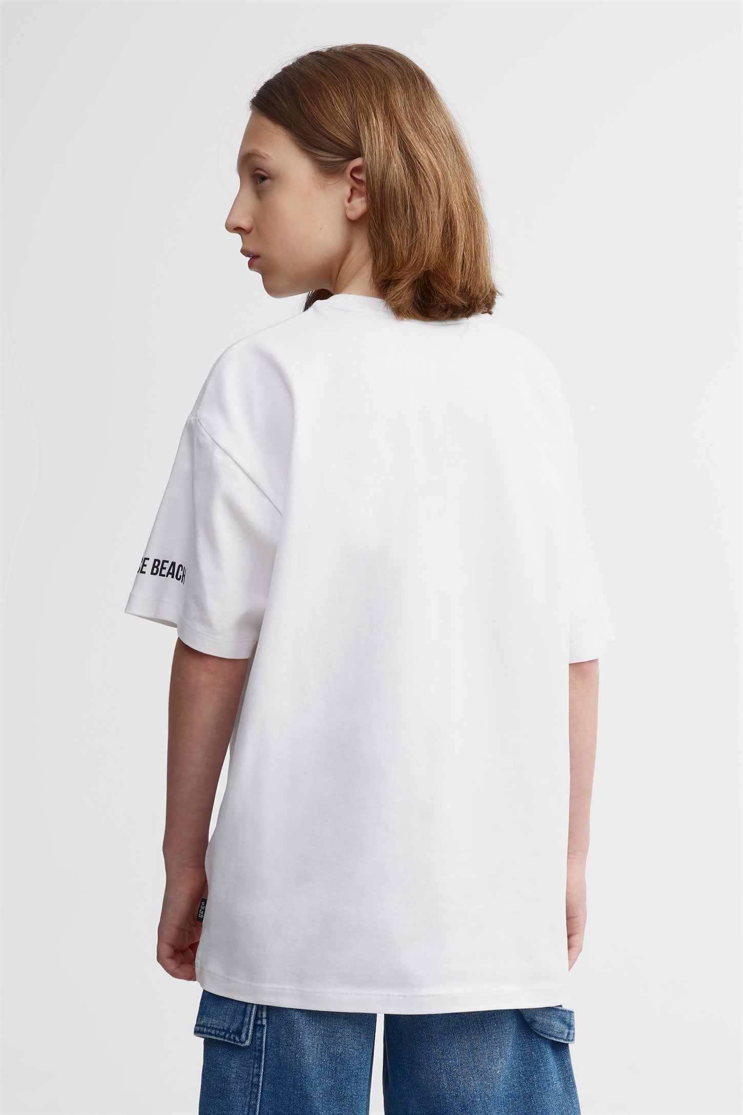 T-shirt col rond coupe surdimensionnée - Ado garçon && BLANC