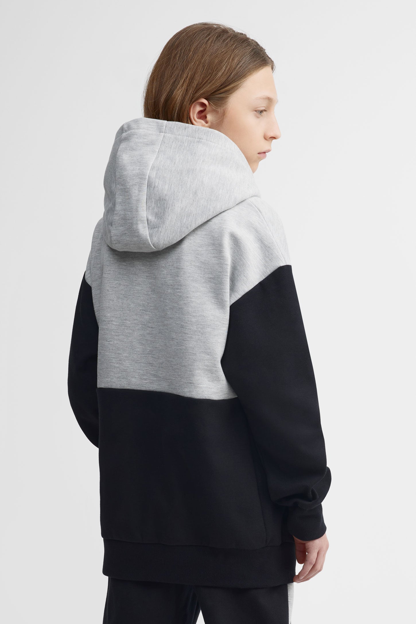 Chandail à capuchon coton ouaté - Ado garçon && GRIS FONCE