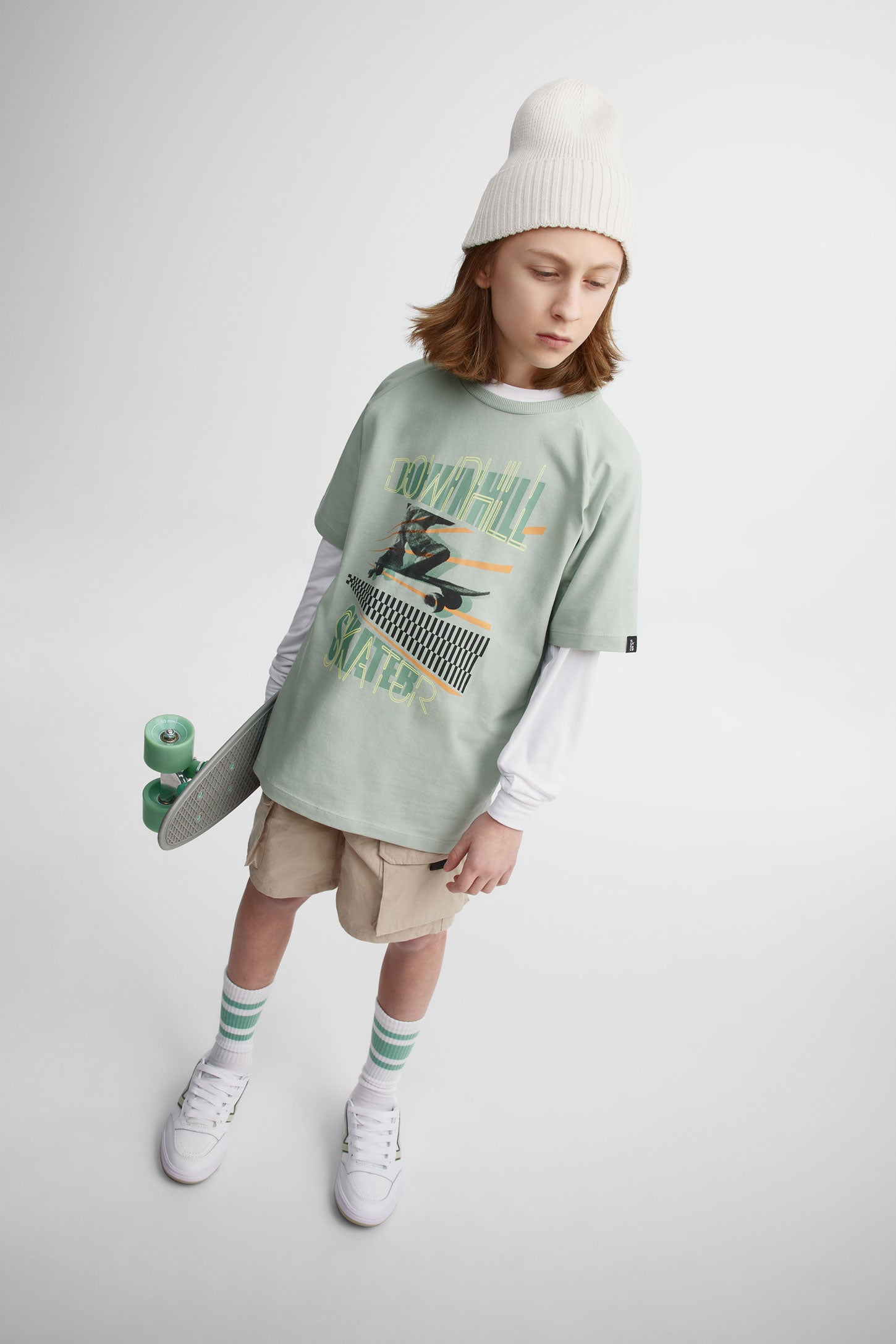 Short cargo taille élastique - Ado garçon && BRUN