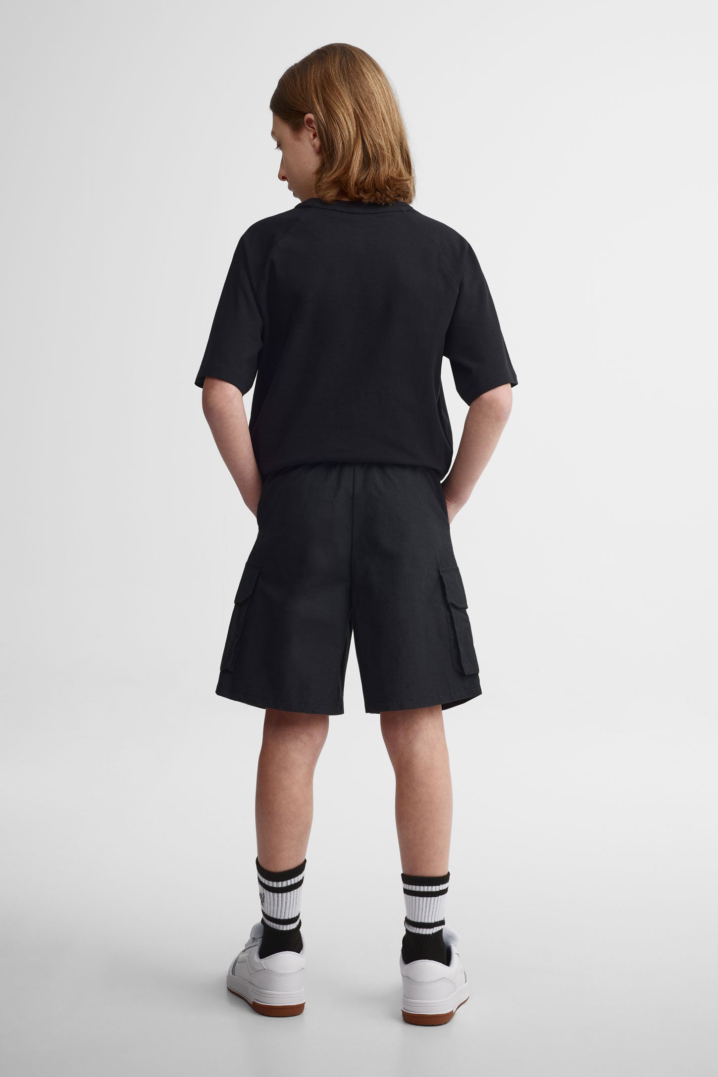 Short cargo taille élastique - Ado garçon && GRIS FONCE