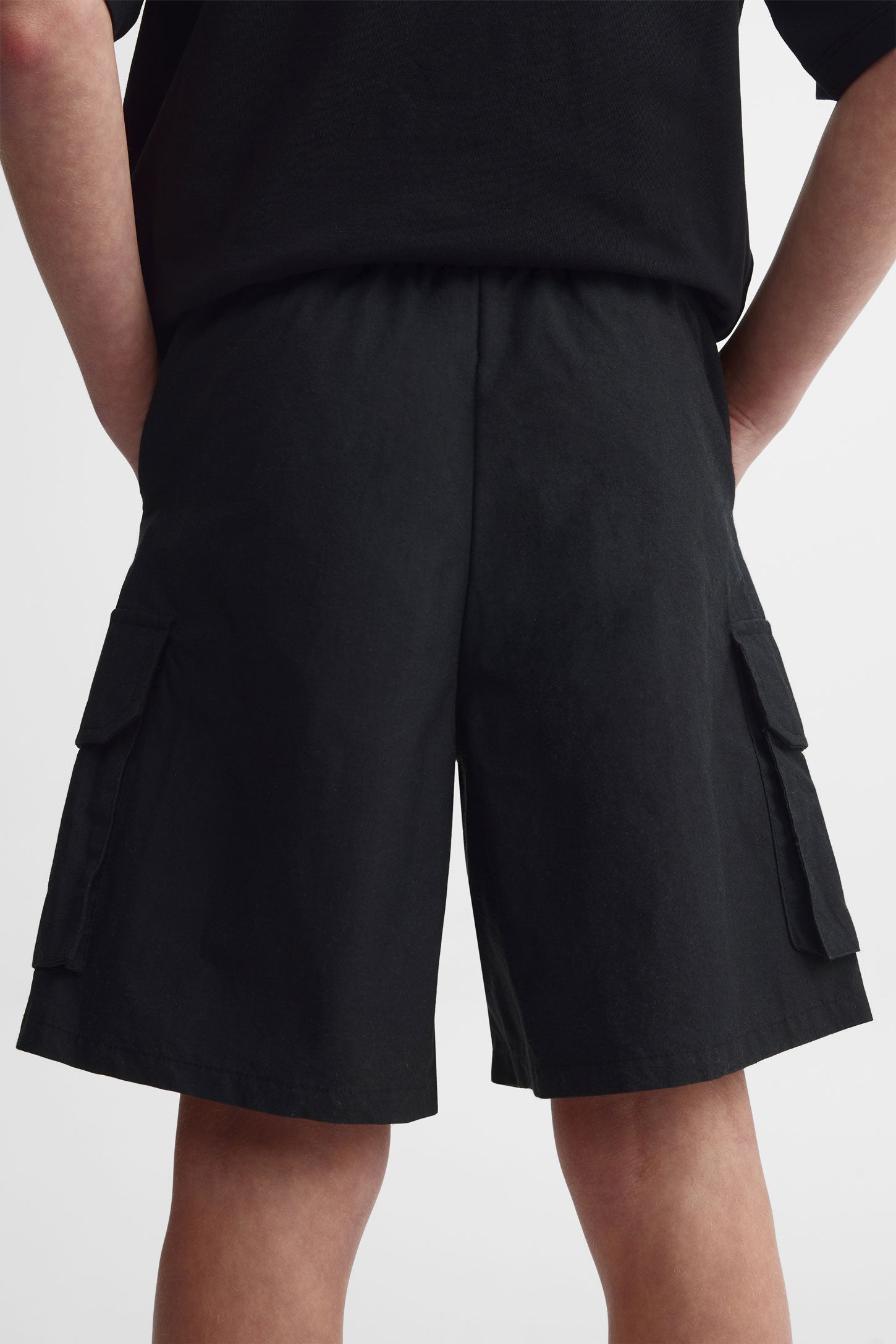 Short cargo taille élastique - Ado garçon && GRIS FONCE