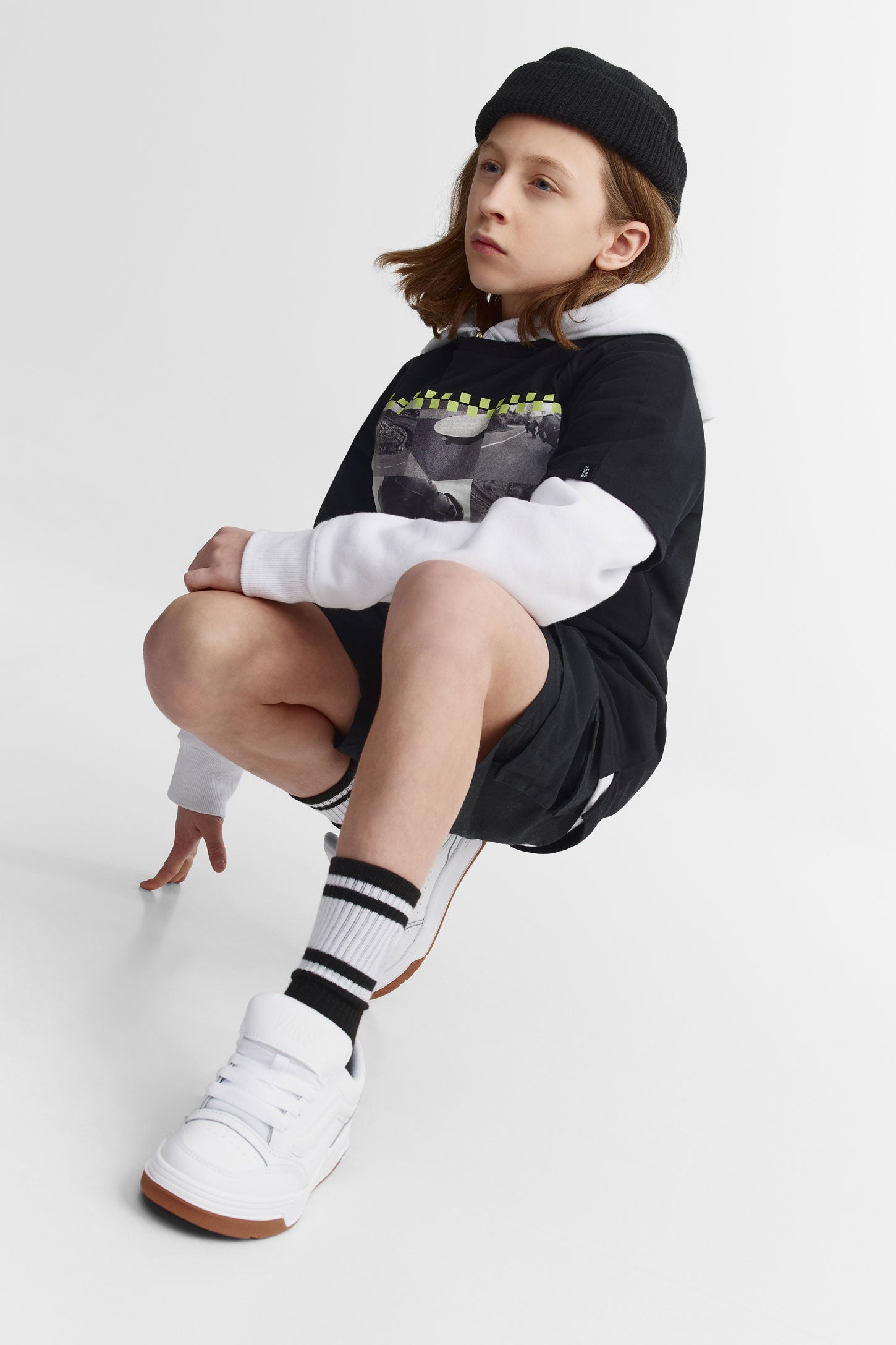 Short cargo taille élastique - Ado garçon && GRIS FONCE
