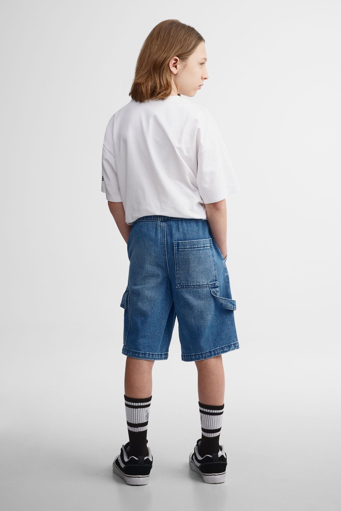 Short Baggy En Jean Pour Ado Garçon - Couleur Unie Avec Cordon - Style Casual Sport été