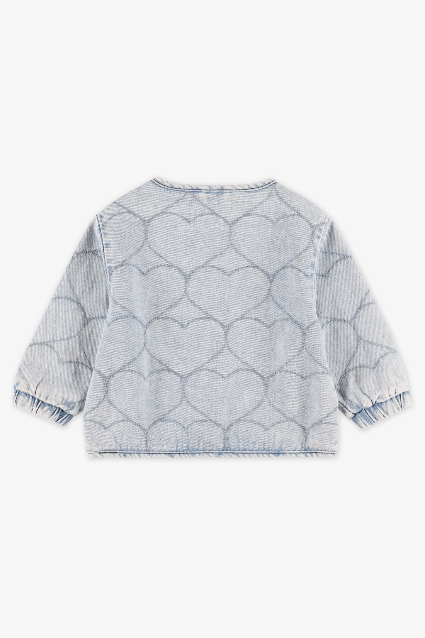 Veste en jeans cœurs brodés - Bébé fille && BLEU