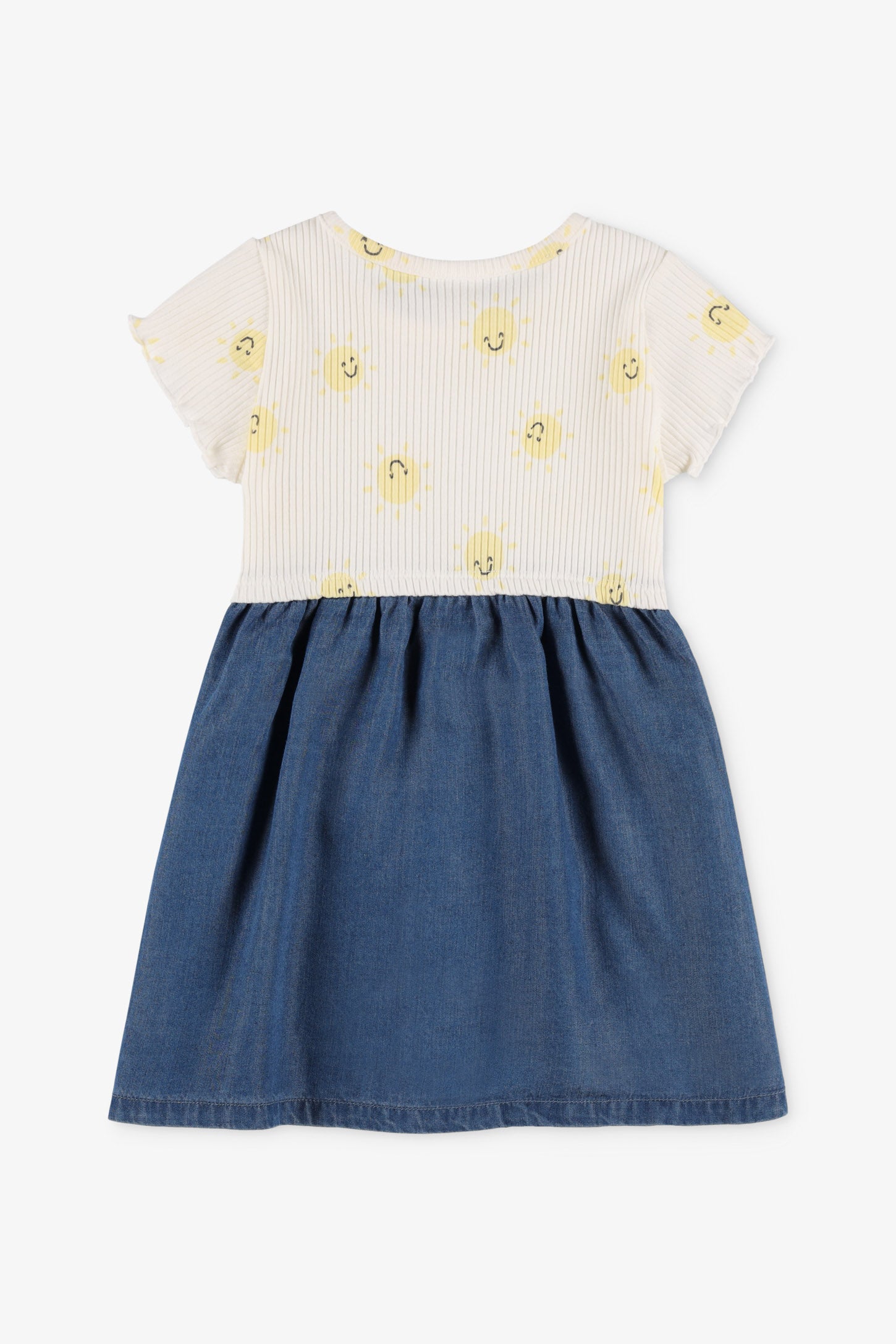 Robe manches courtes lyocell, 2T-3T - Bébé fille && JAUNE/MULTI
