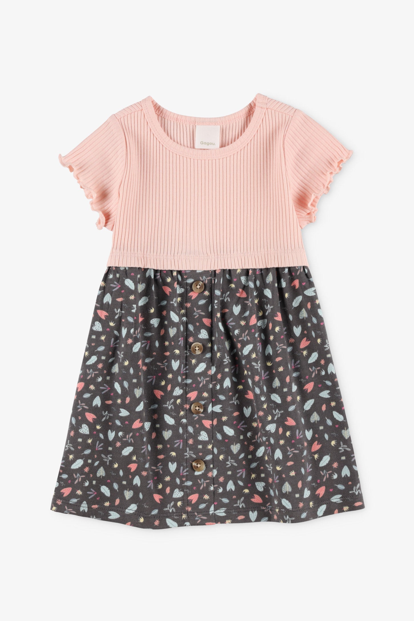 Robe manches courtes coton - Bébé fille && ROSE